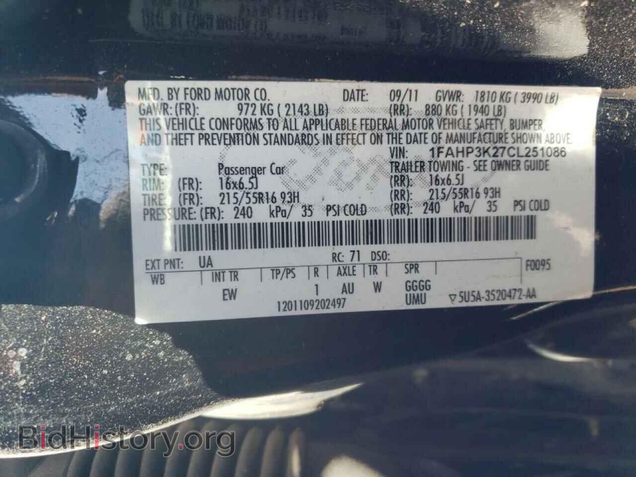 2012 FORD FOCUS - VIN: 1FAHP3K27CL251086 - Фото 10