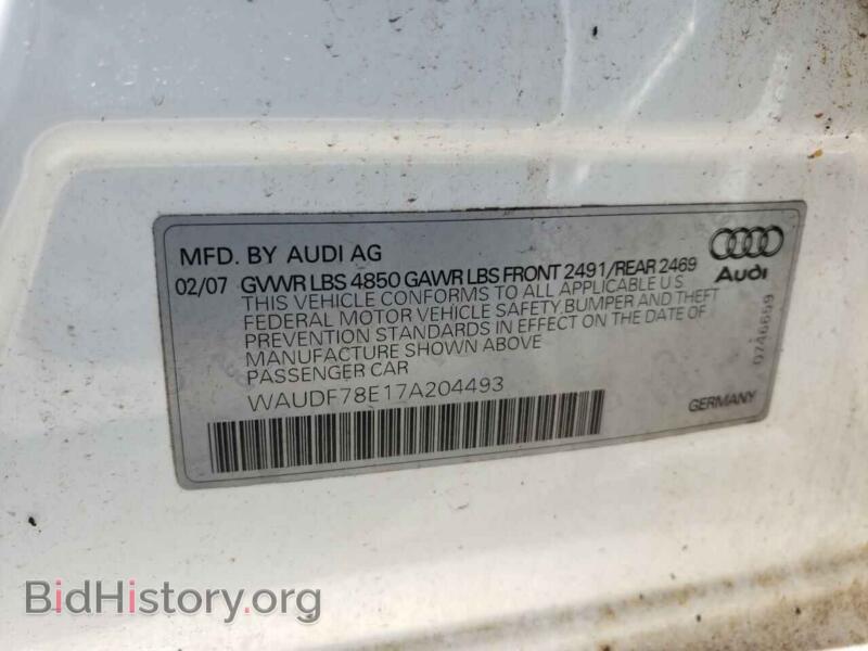 2007 Audi A4 (VIN WAUDF78E17A204493) — фото 10 из 10
