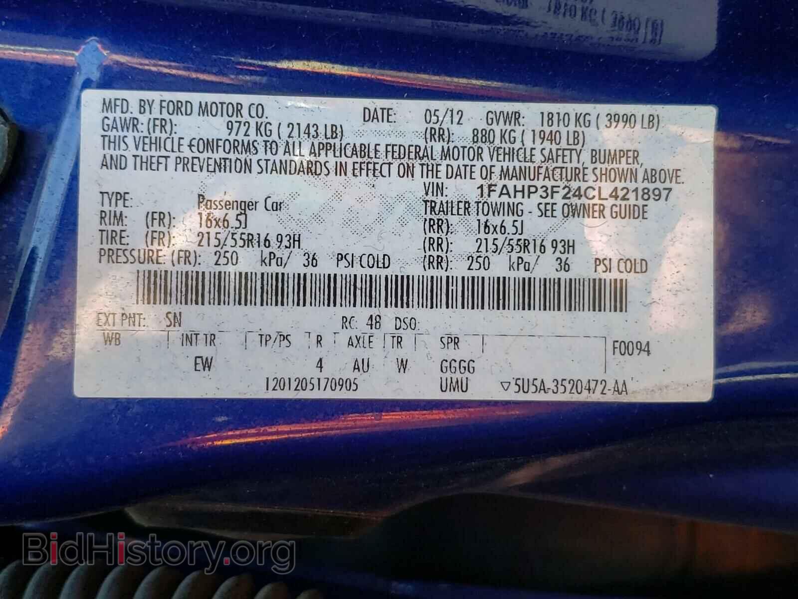 2012 FORD FOCUS - VIN: 1FAHP3F24CL421897 - Фото 10