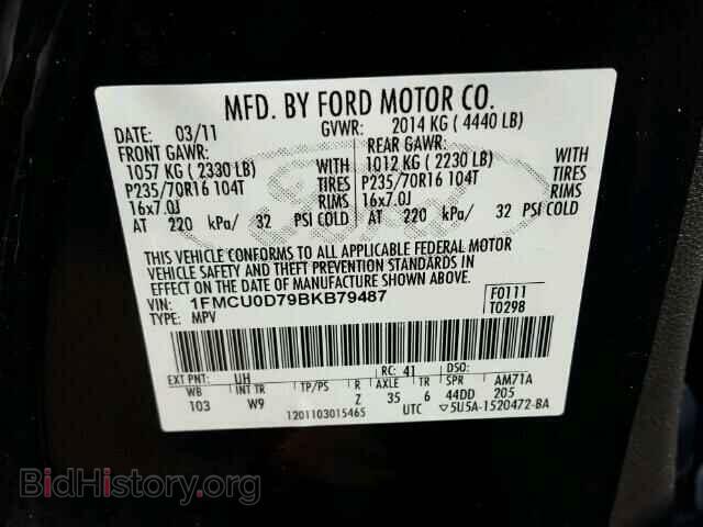 2011 FORD ESCAPE - VIN: 1FMCU0D79BKB79487 - Photo 10