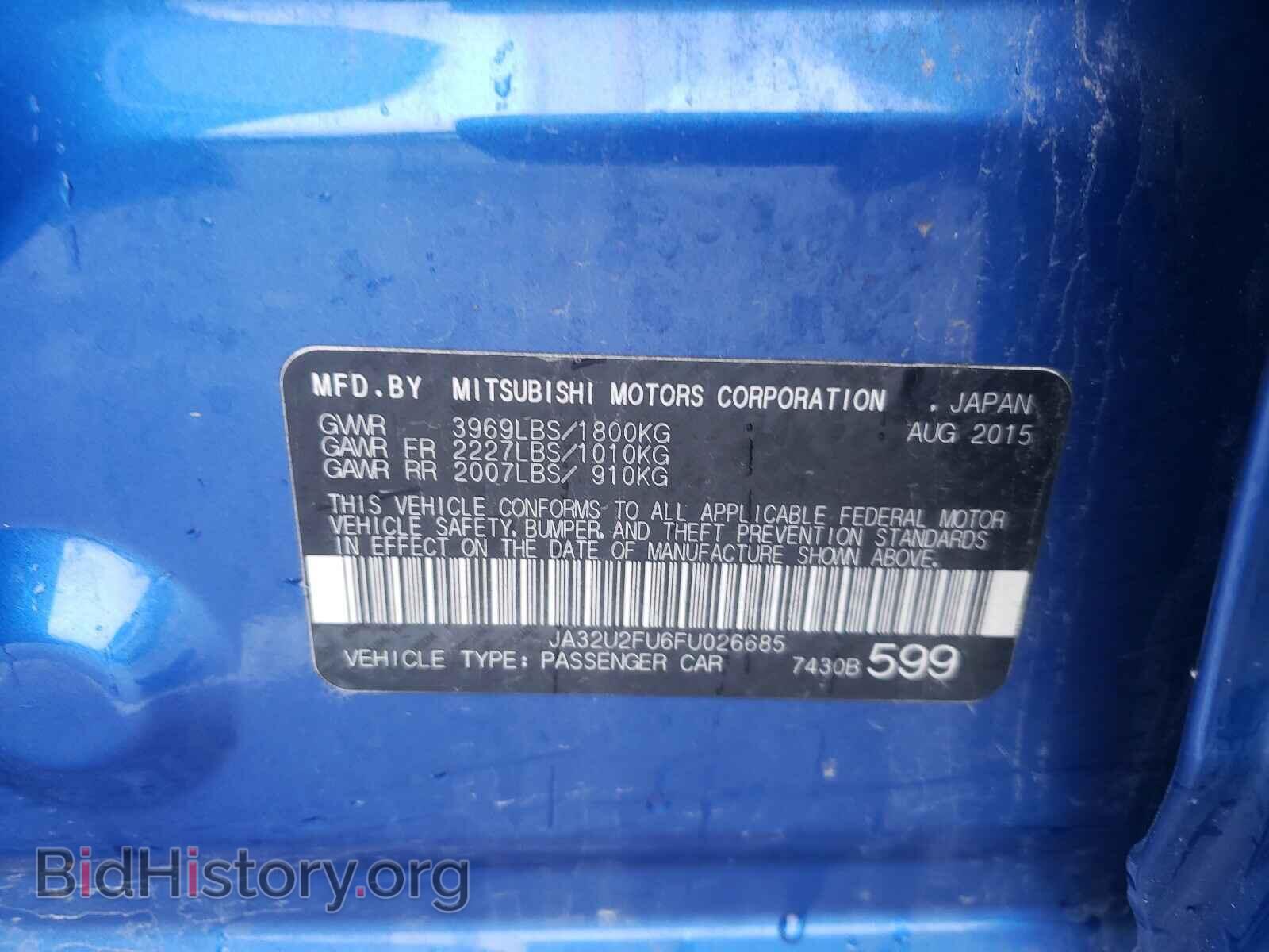 2015 MITSUBISHI LANCER - VIN: JA32U2FU6FU026685 - Фото 10