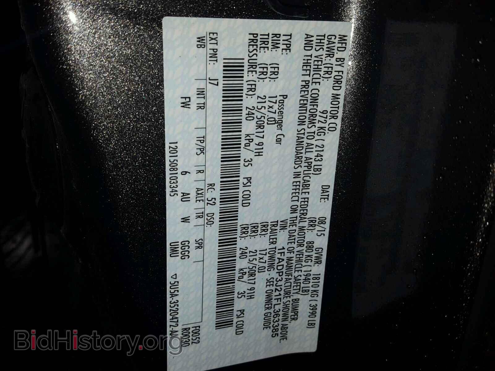 2015 FORD FOCUS - VIN: 1FADP3J21FL363385 - Фото 10