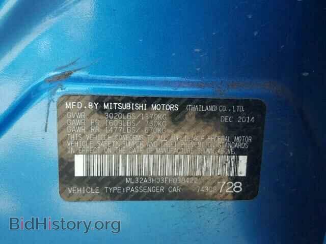 2015 MITSUBISHI MIRAGE - VIN: ML32A3HJ3FH038422 - Фото 10