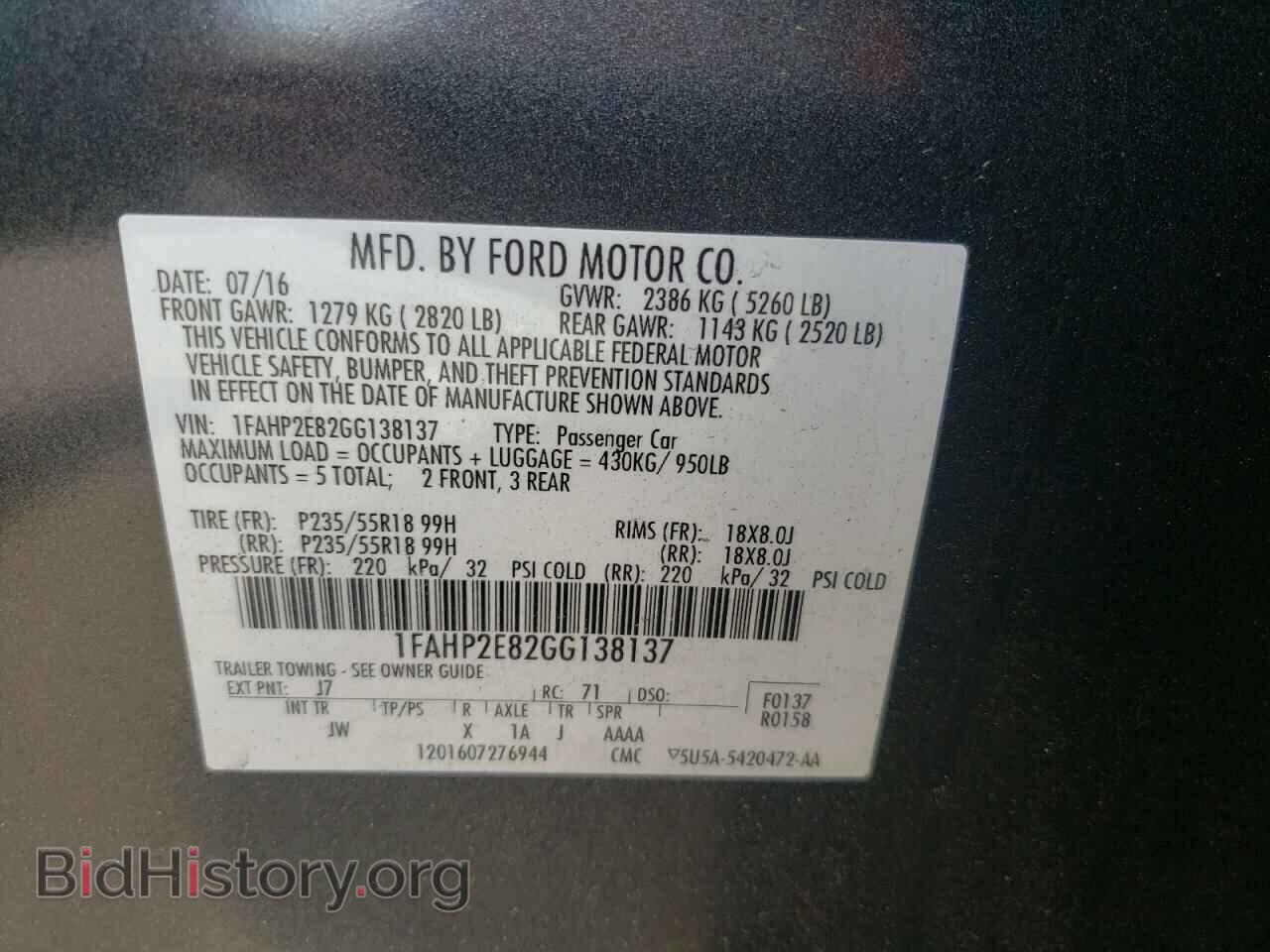 2016 FORD TAURUS - VIN: 1FAHP2E82GG138137 - Photo 10