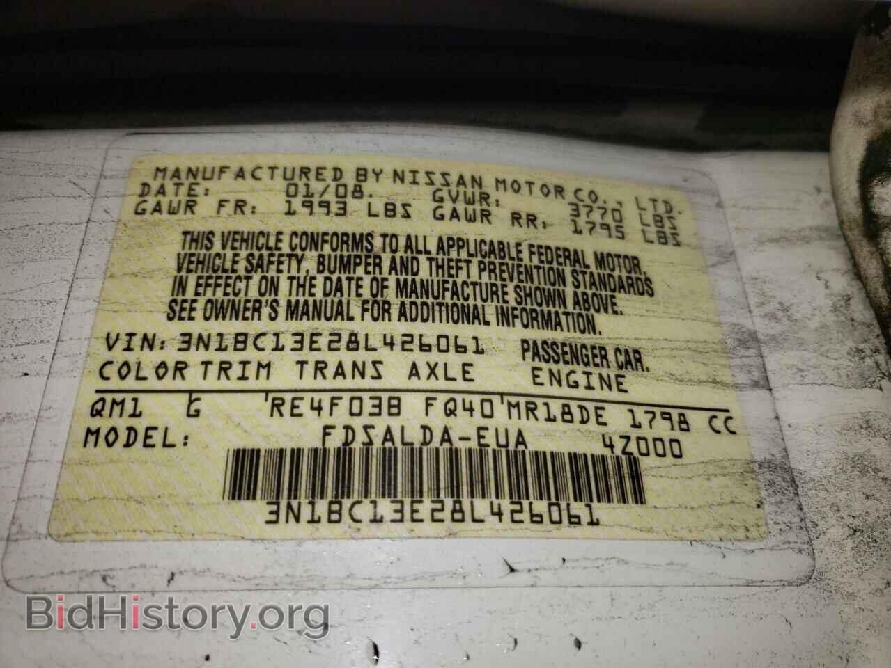 2008 NISSAN VERSA - VIN: 3N1BC13E28L426061 - Фото 10