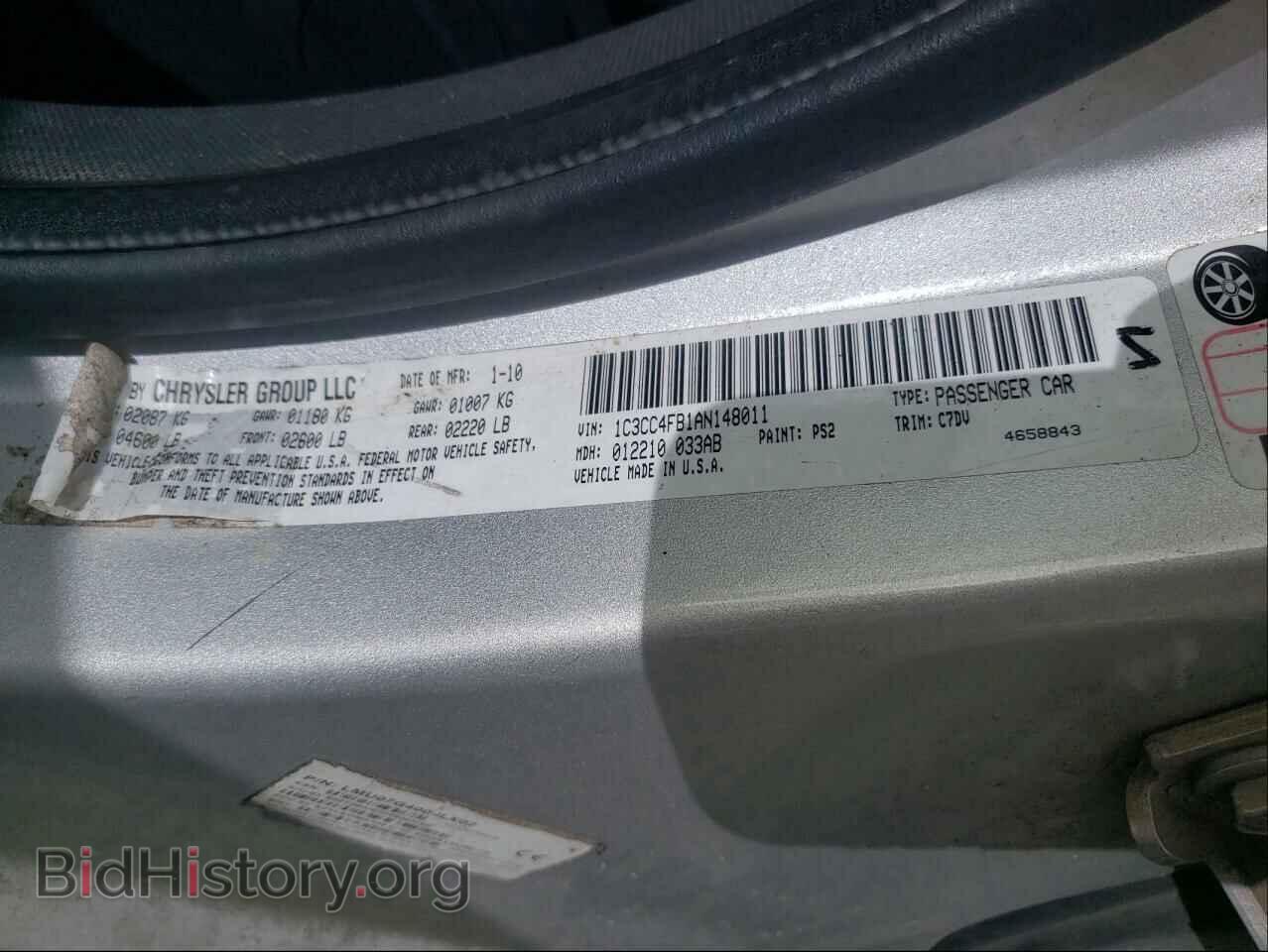 2010 CHRYSLER SEBRING - VIN: 1C3CC4FB1AN148011 - Фото 10
