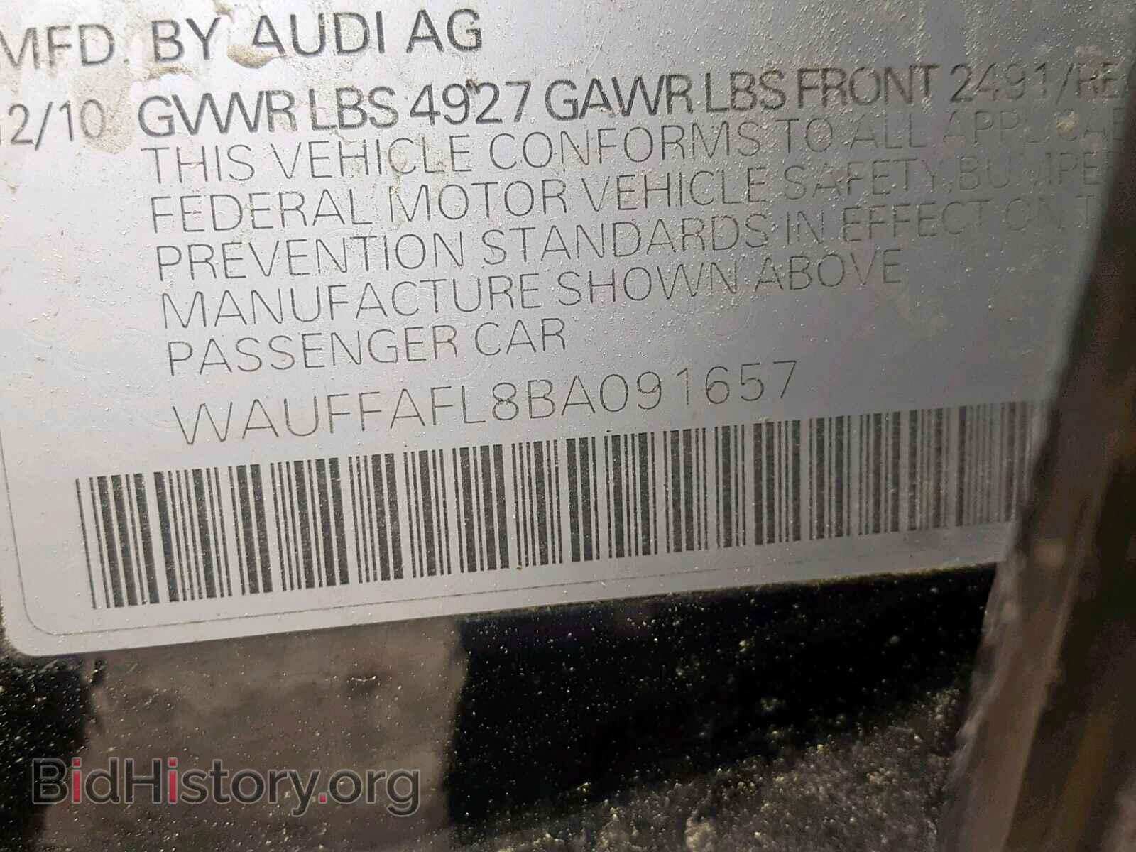 2011 AUDI A4 - VIN: WAUFFAFL8BA091657 - Фото 10