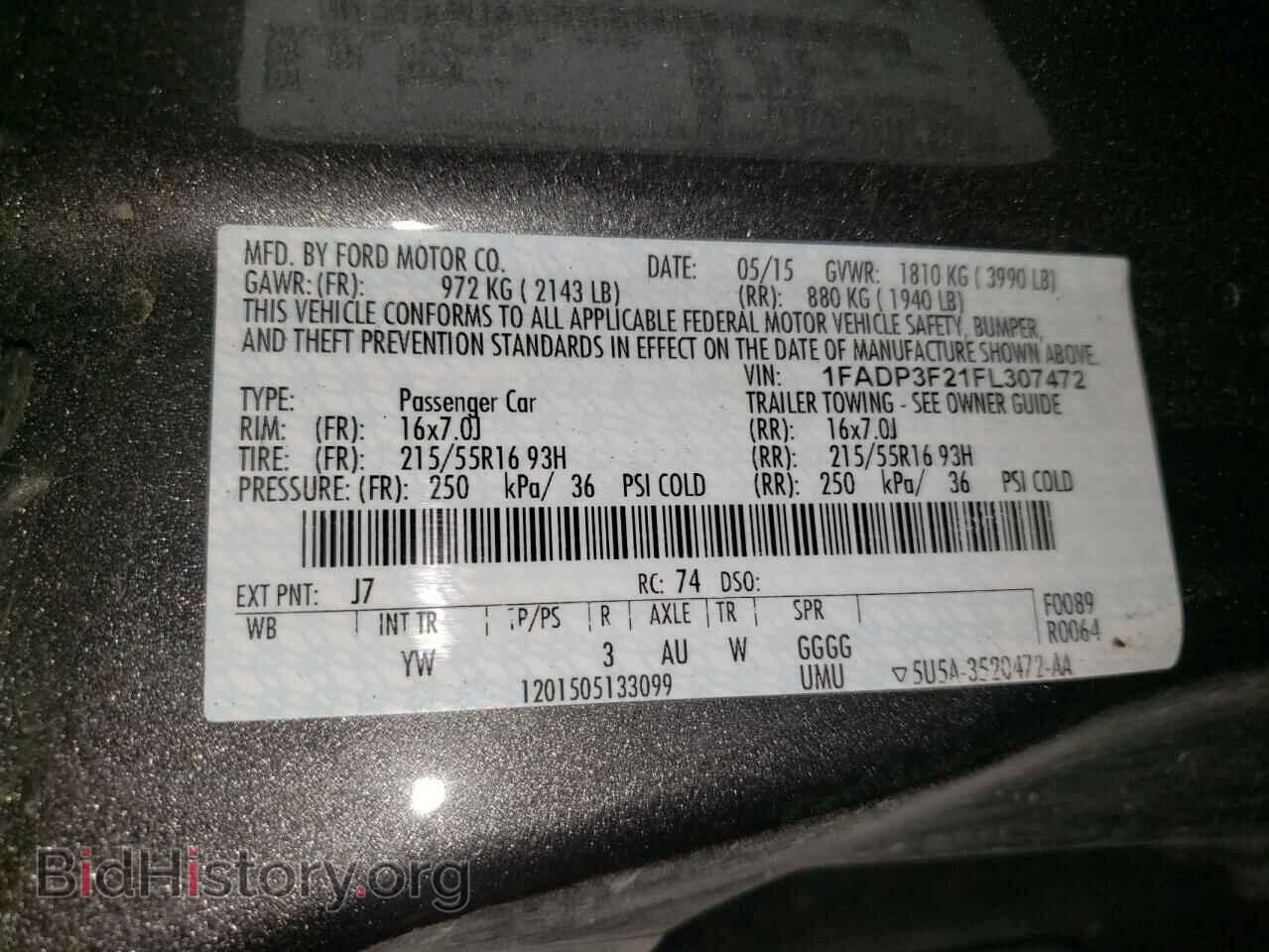 2015 FORD FOCUS - VIN: 1FADP3F21FL307472 - Фото 10