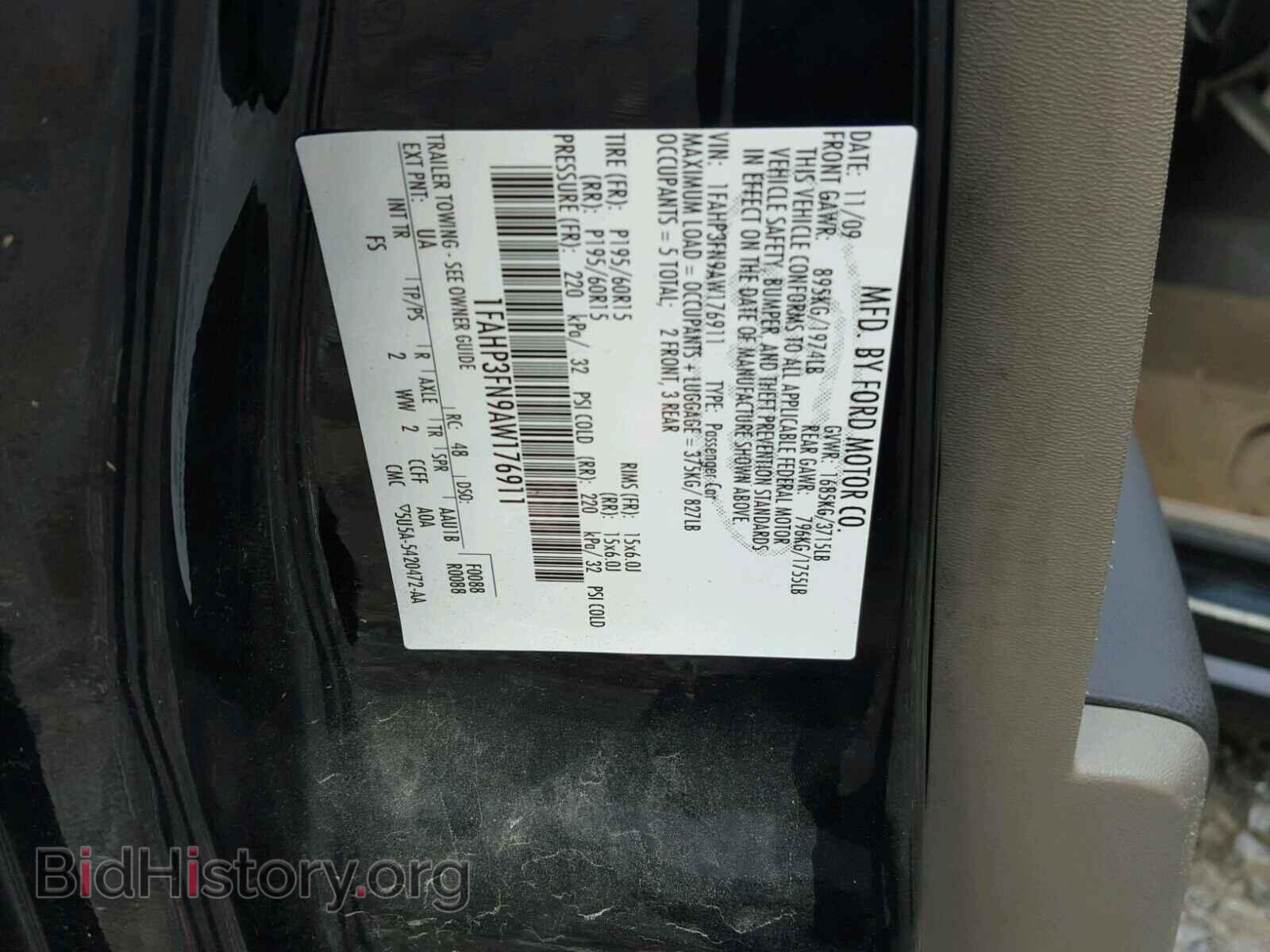 2010 FORD FOCUS - VIN: 1FAHP3FN9AW176911 - Фото 10
