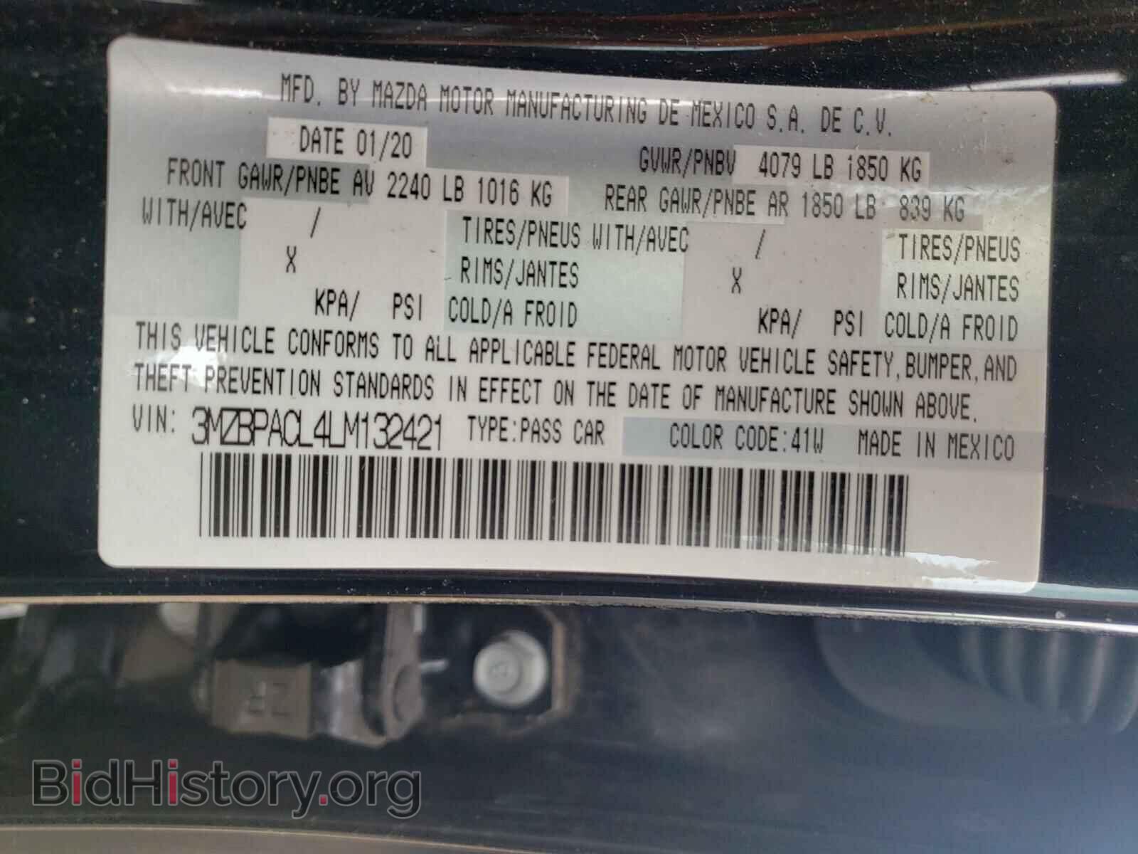 2020 MAZDA 3 - VIN: 3MZBPACL4LM132421 - Фото 10