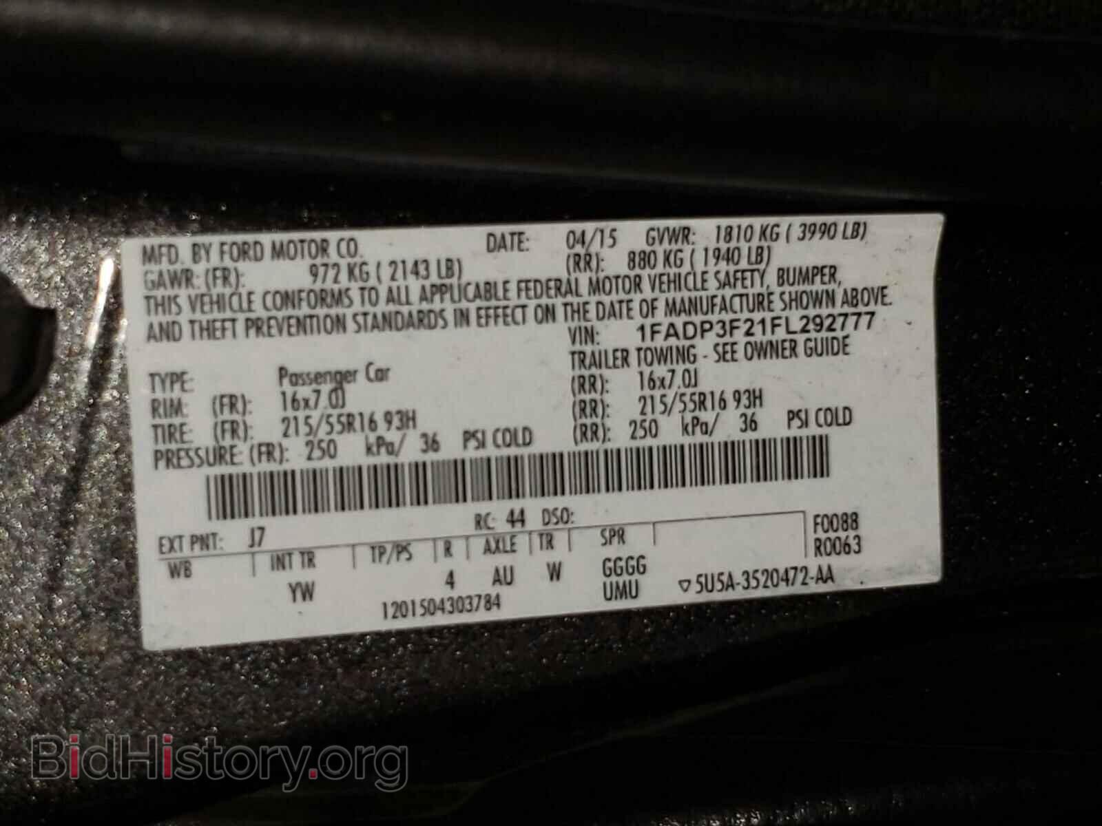 2015 FORD FOCUS - VIN: 1FADP3F21FL292777 - Фото 10
