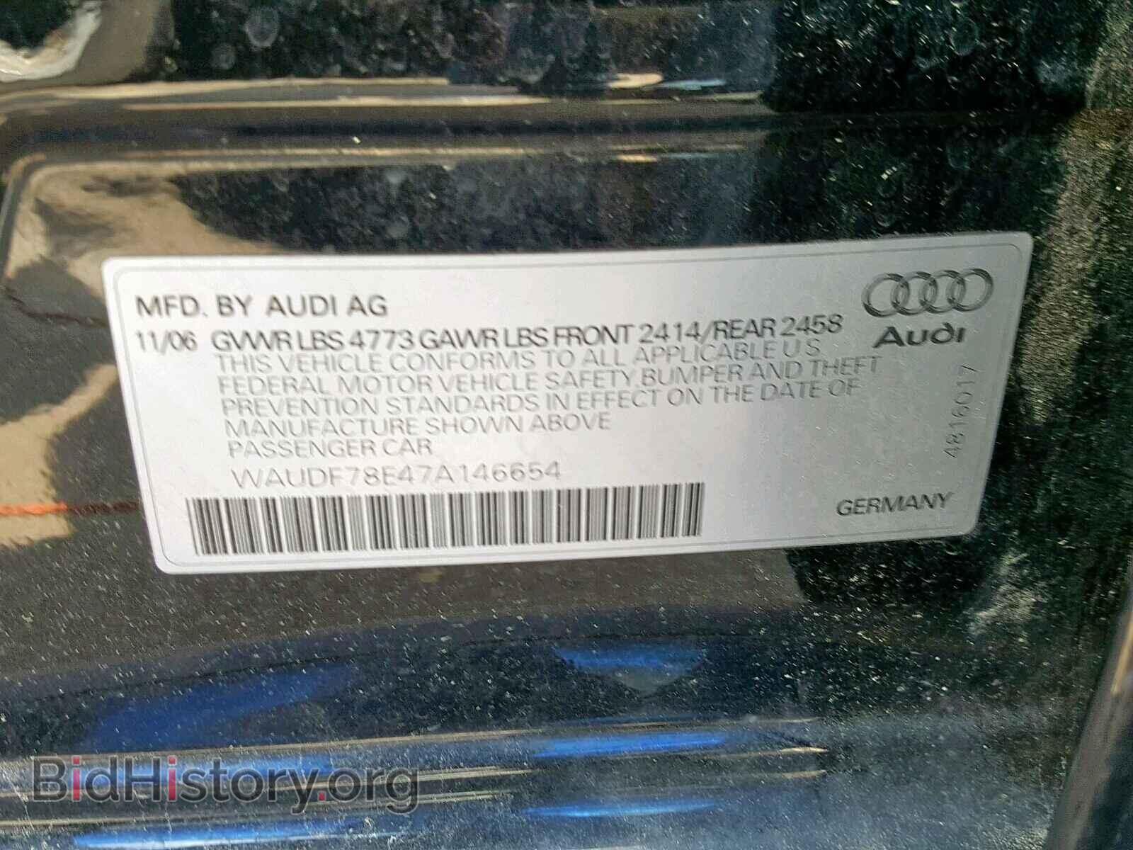 2007 AUDI A4 - VIN: WAUDF78E47A146654 - Фото 10