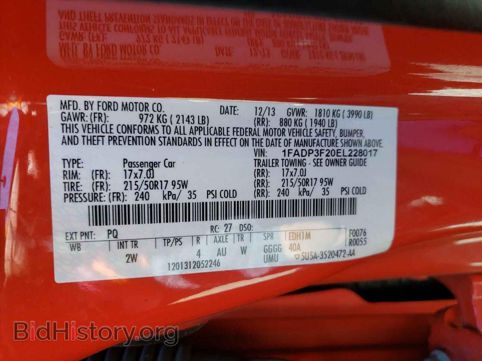 2014 FORD FOCUS - VIN: 1FADP3F20EL228017 - Фото 10