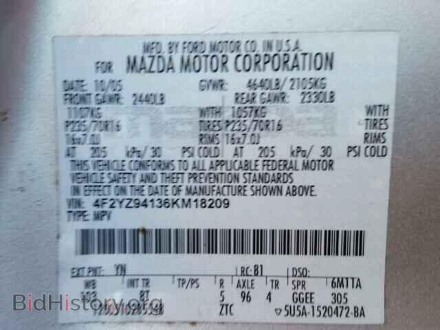 2006 MAZDA TRIBUTE - VIN: 4F2YZ94136KM18209 - Фото 10