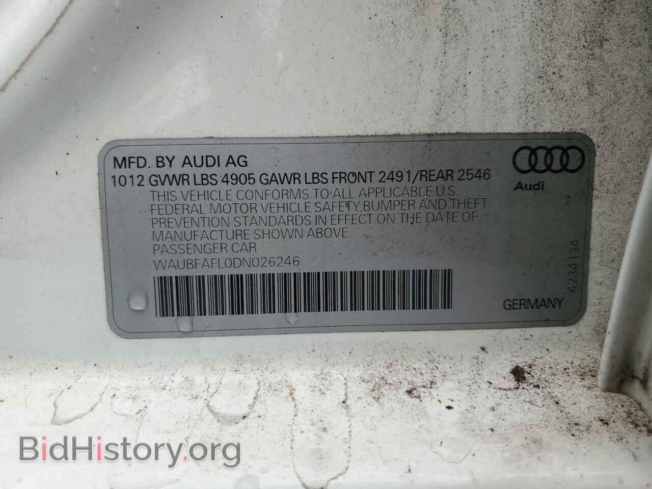 2013 AUDI A4 - VIN: WAUBFAFL0DN026246 - Фото 12