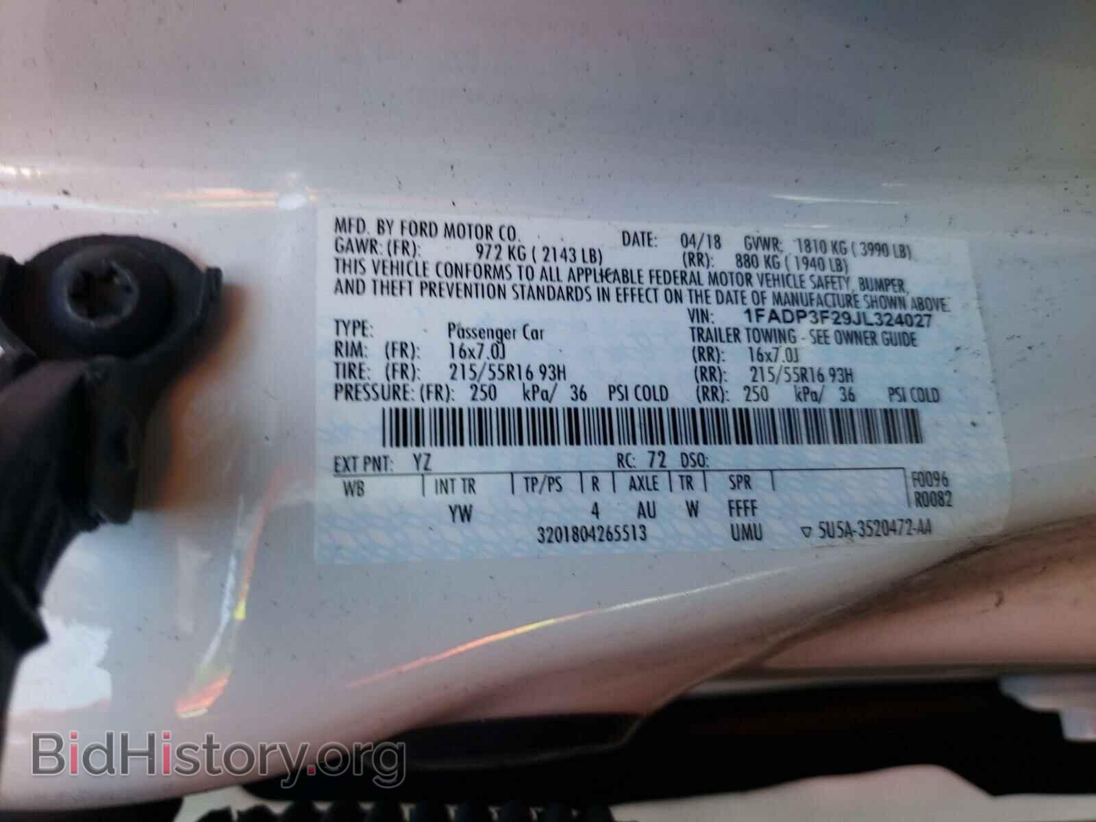 2018 FORD FOCUS - VIN: 1FADP3F29JL324027 - Фото 10