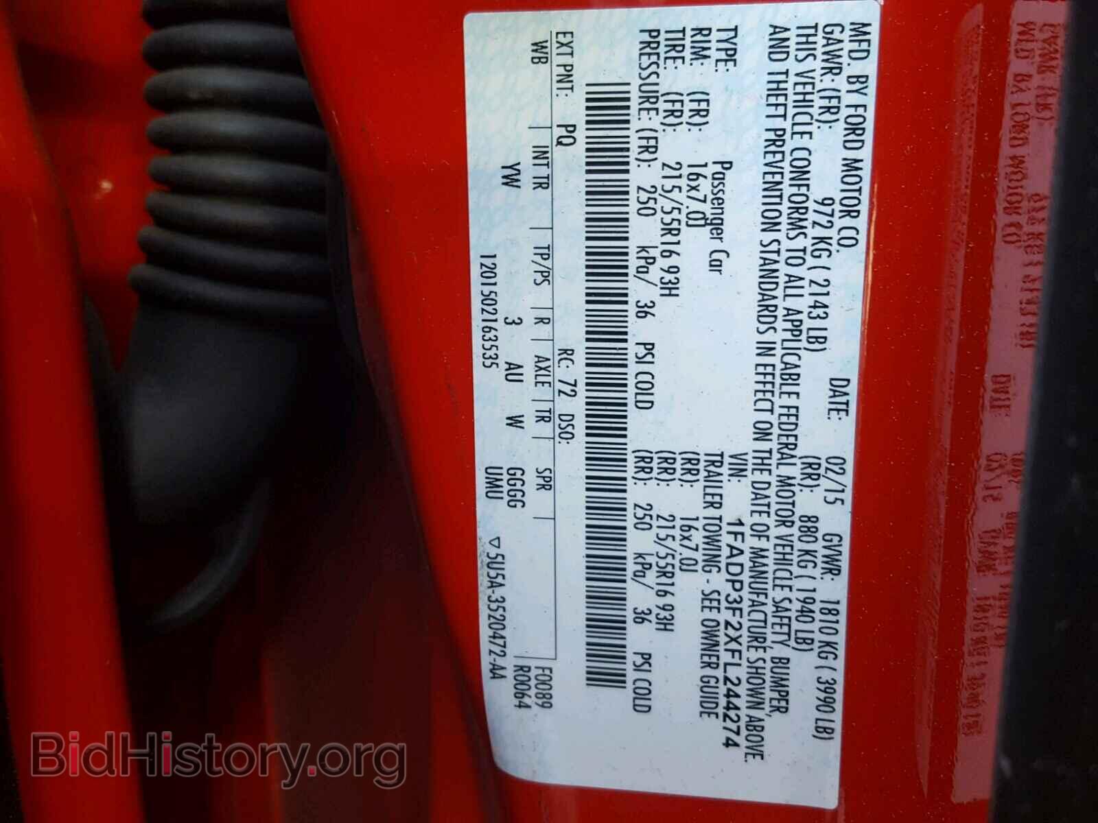 2015 FORD FOCUS - VIN: 1FADP3F2XFL244274 - Фото 10