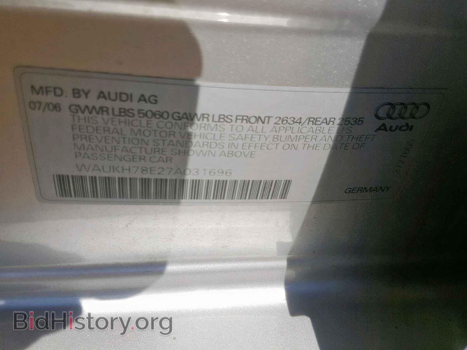 2007 AUDI A4 - VIN: WAUKH78E27A031696 - Фото 10