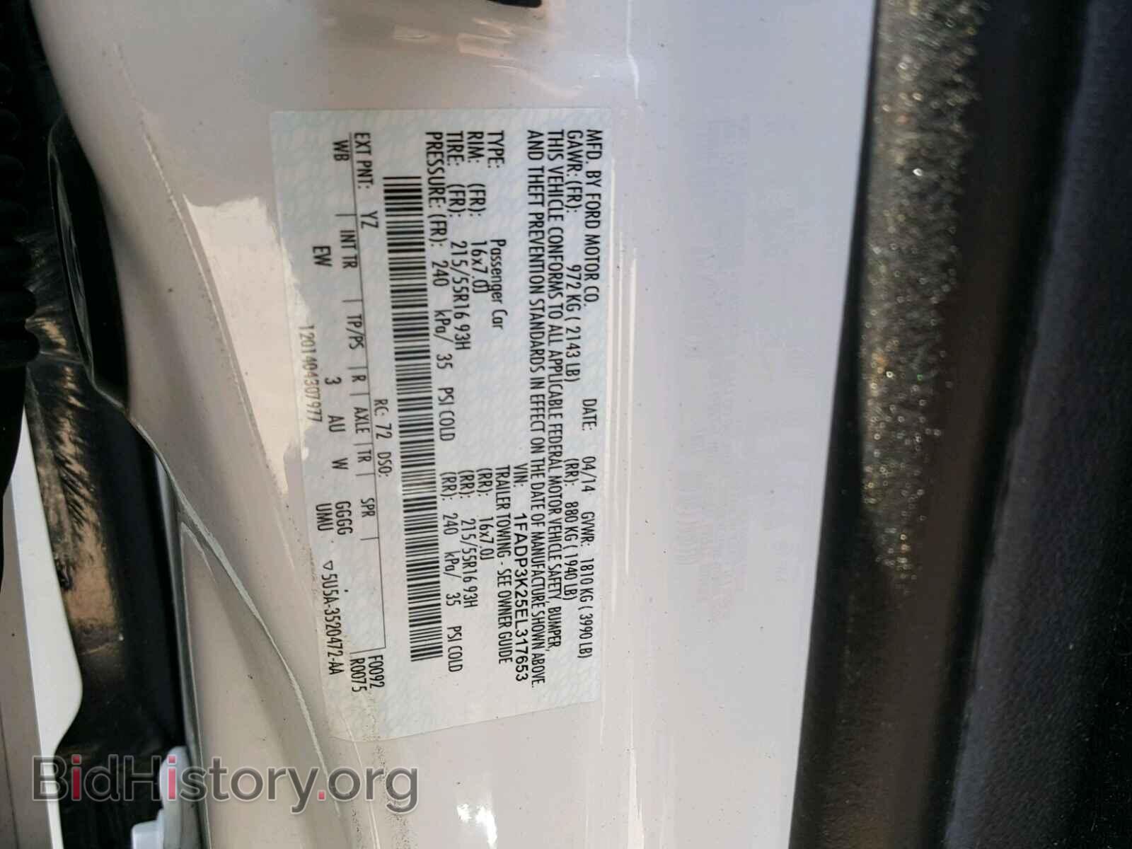 2014 FORD FOCUS - VIN: 1FADP3K25EL317653 - Фото 10