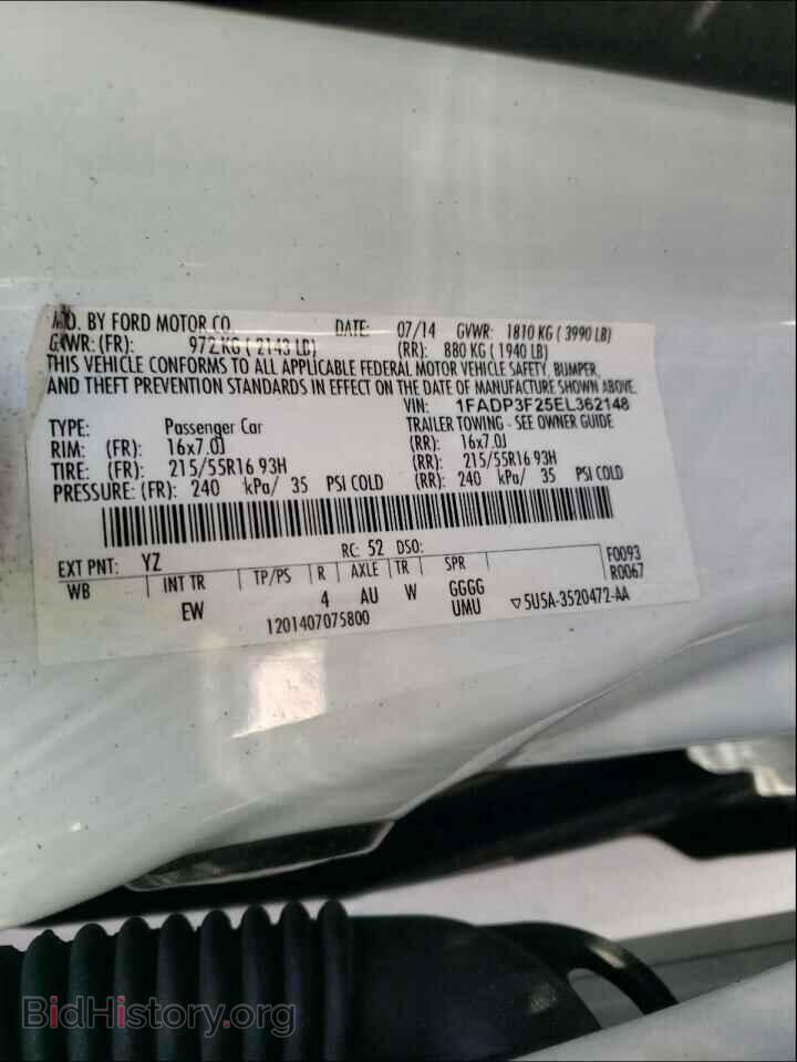 2014 FORD FOCUS - VIN: 1FADP3F25EL362148 - Фото 10