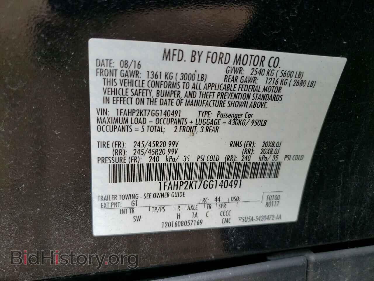 2016 FORD TAURUS - VIN: 1FAHP2KT7GG140491 - Фото 12