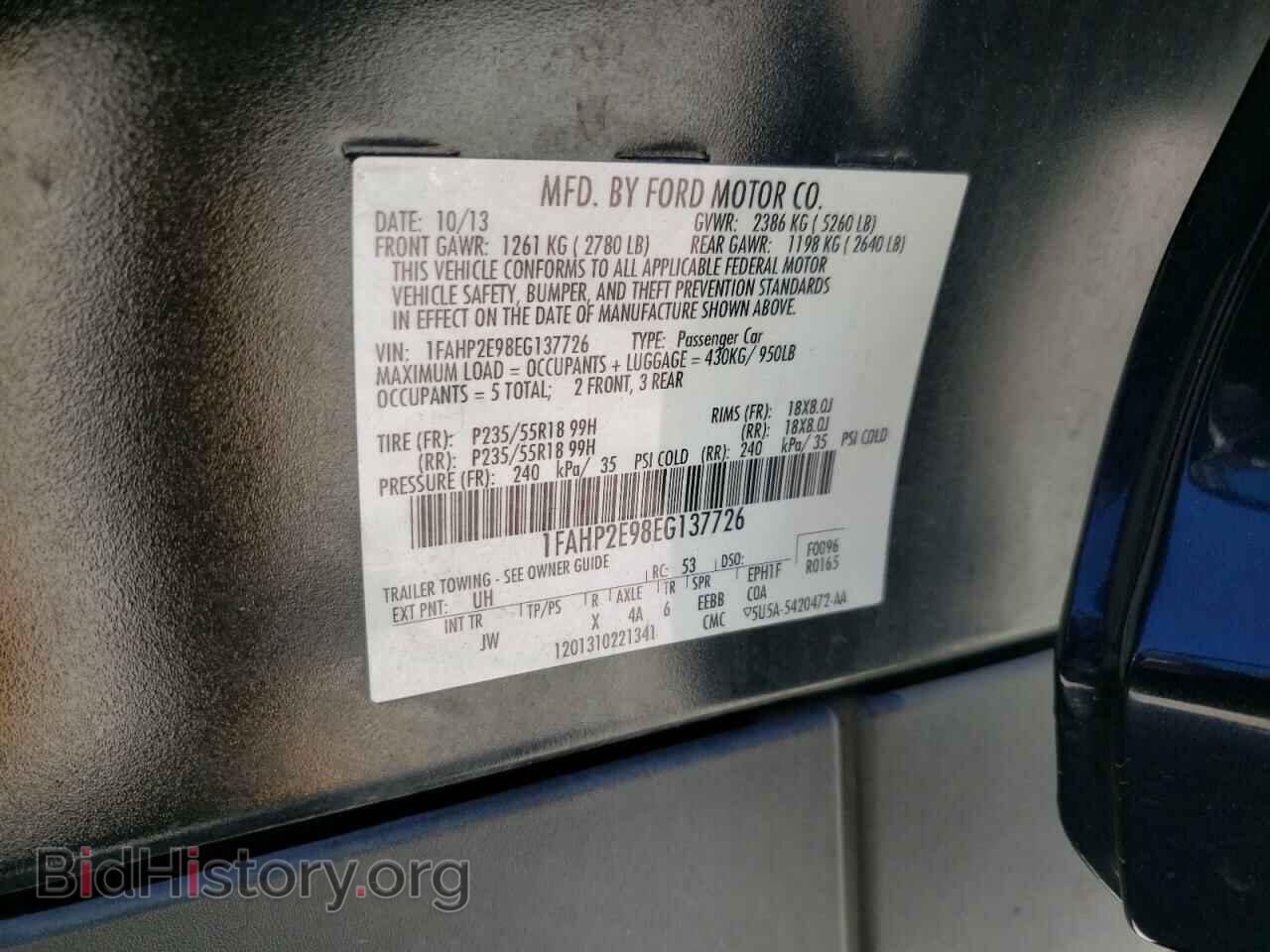 2014 FORD TAURUS - VIN: 1FAHP2E98EG137726 - Фото 12
