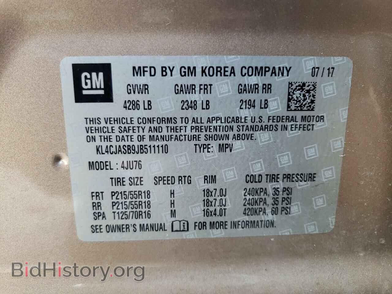 2018 BUICK ENCORE - VIN: KL4CJASB9JB511110 - Photo 10