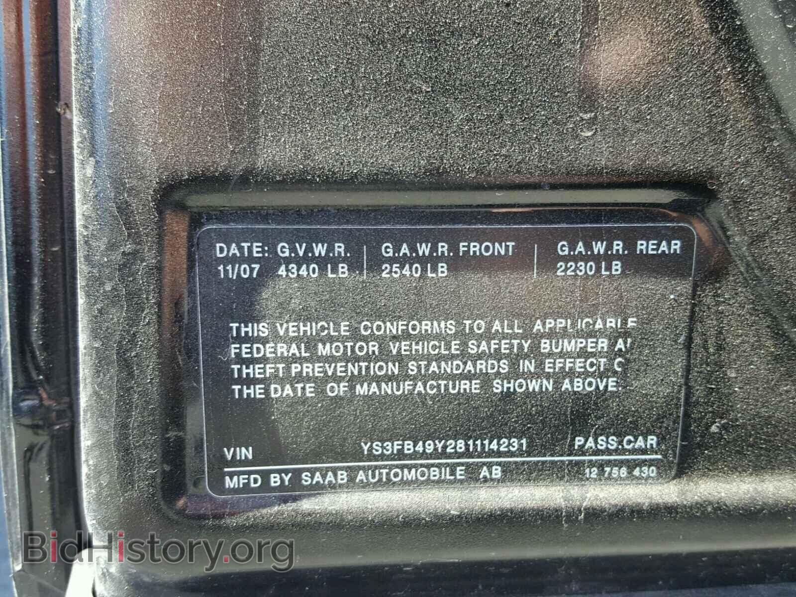 2008 SAAB 9 3 - VIN: YS3FB49Y281114231 - Фото 10