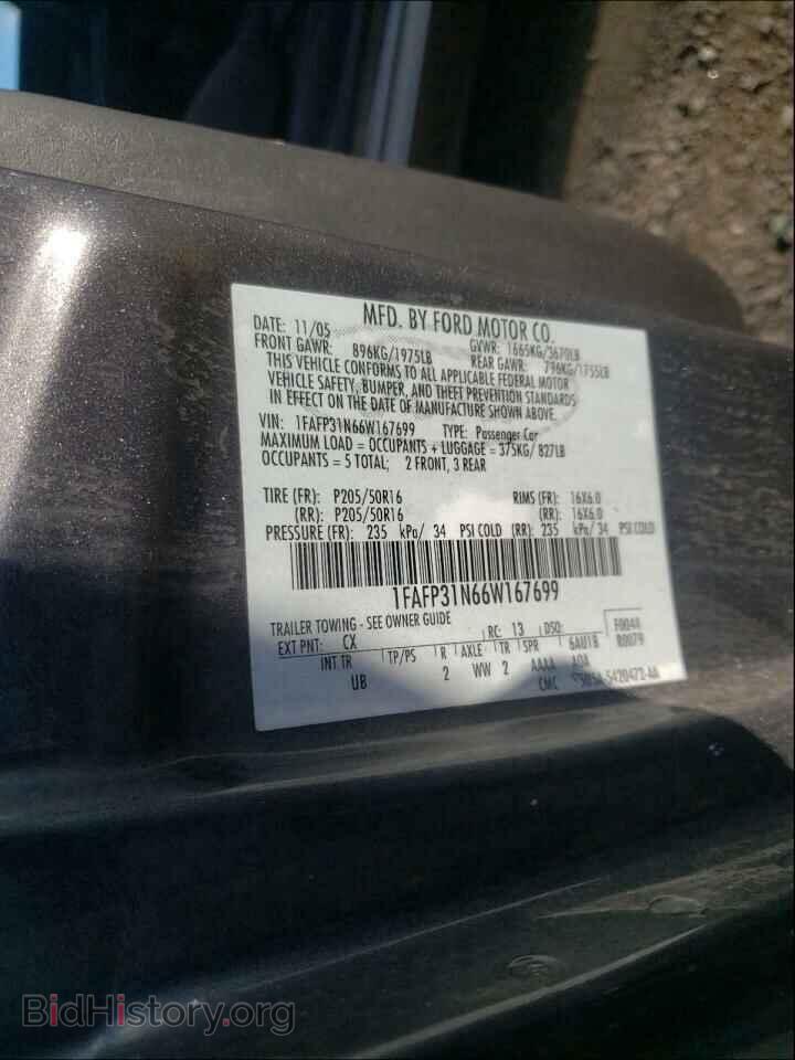 2006 FORD FOCUS - VIN: 1FAFP31N66W167699 - Фото 10