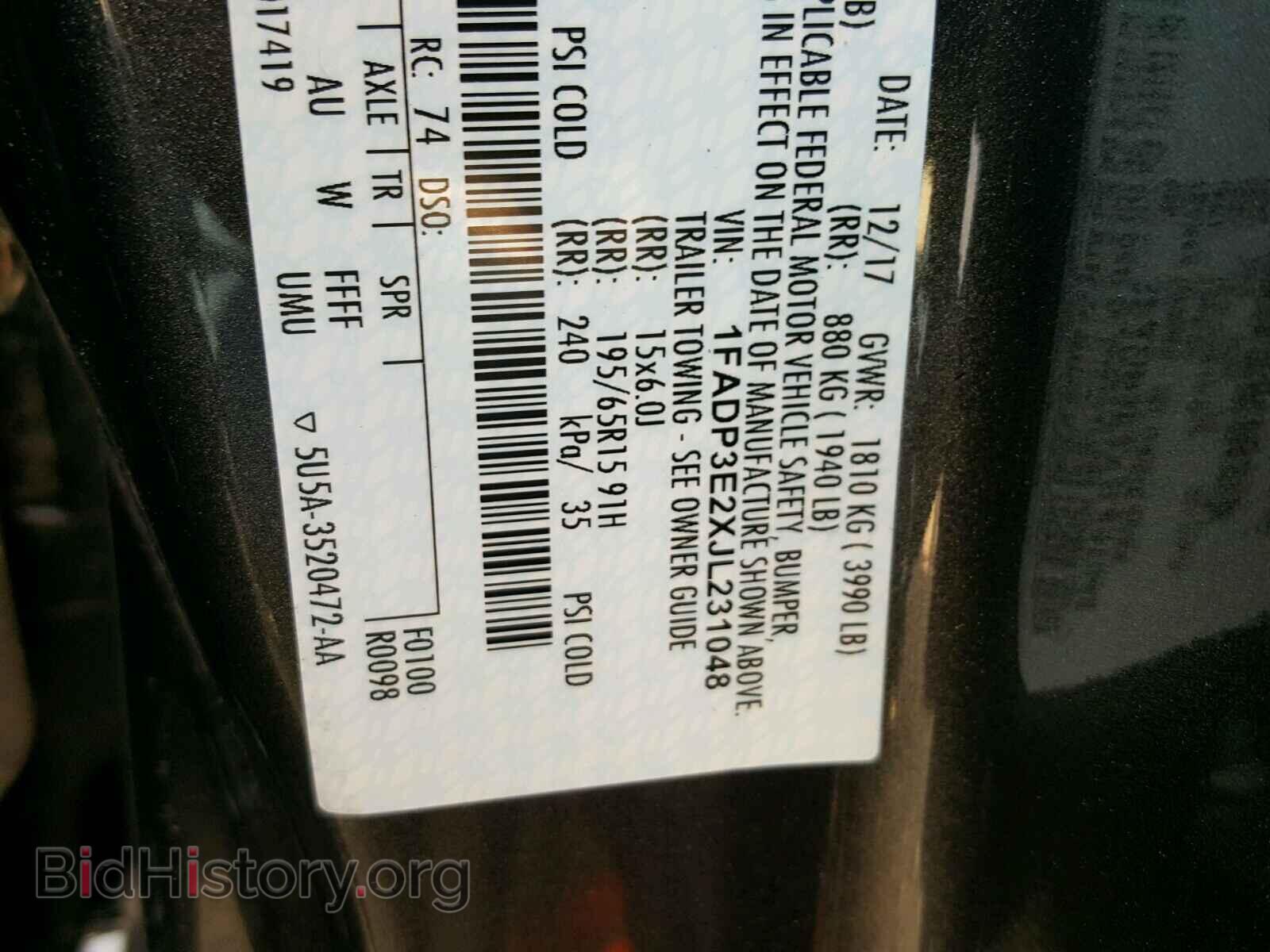 2018 FORD FOCUS - VIN: 1FADP3E2XJL231048 - Фото 10
