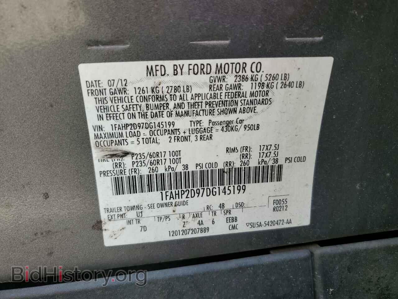 2013 FORD TAURUS - VIN: 1FAHP2D97DG145199 - Фото 12