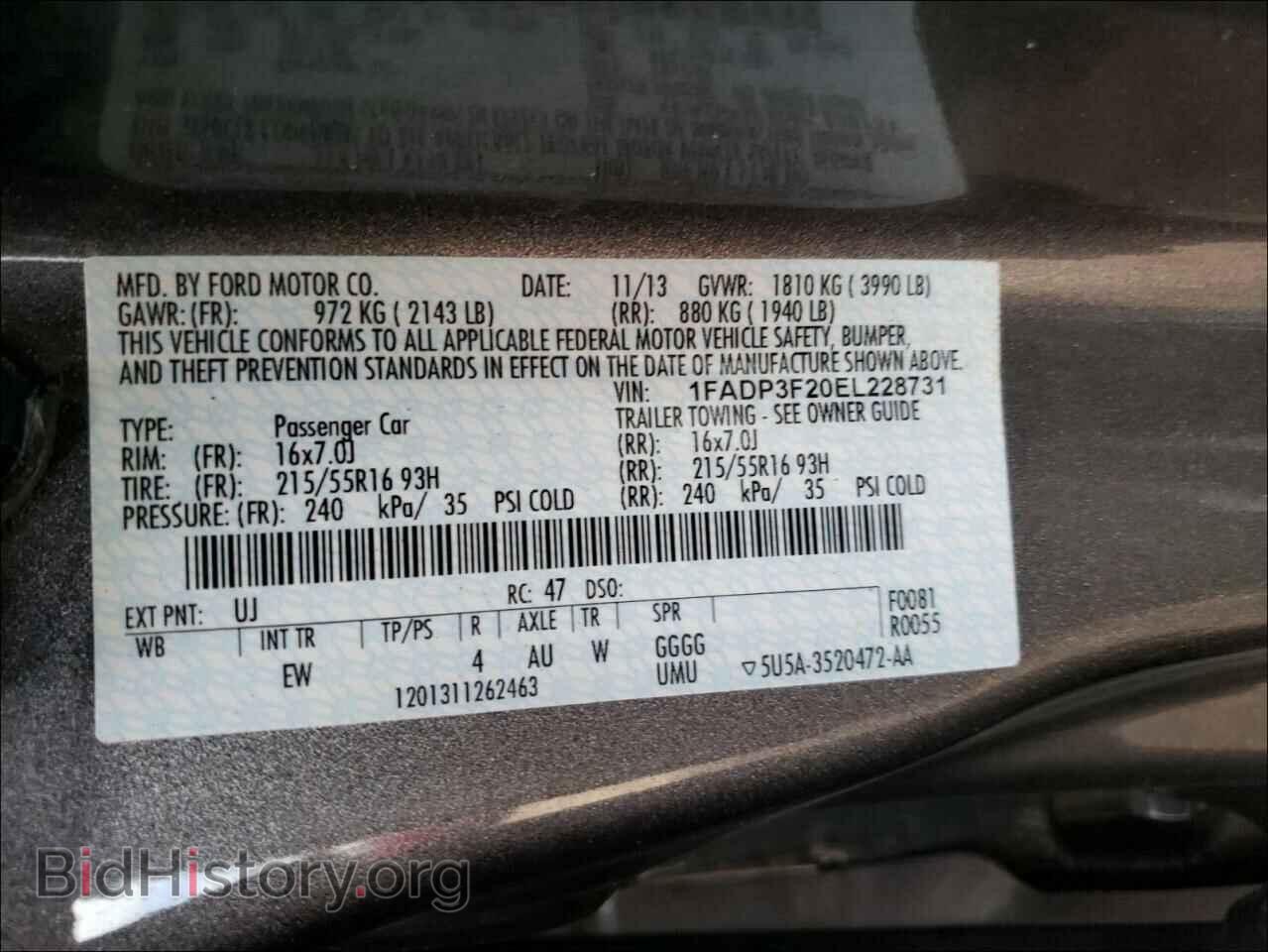 2014 FORD FOCUS - VIN: 1FADP3F20EL228731 - Фото 10