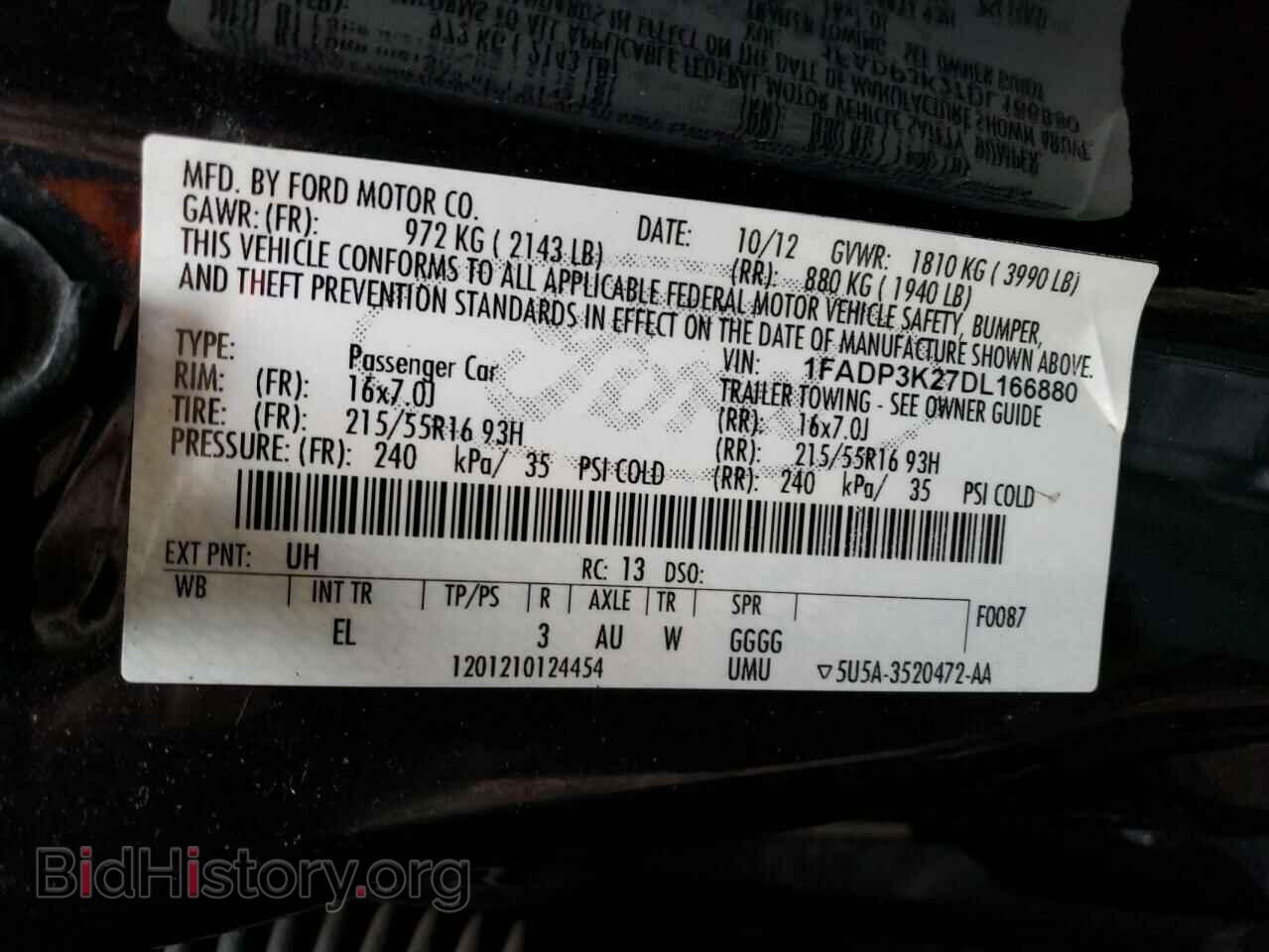 2013 FORD FOCUS - VIN: 1FADP3K27DL166880 - Фото 12