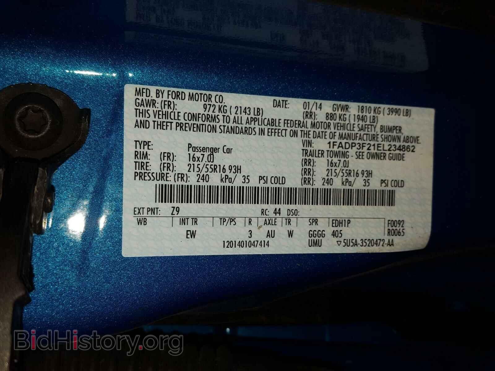 2014 FORD FOCUS - VIN: 1FADP3F21EL234862 - Фото 10
