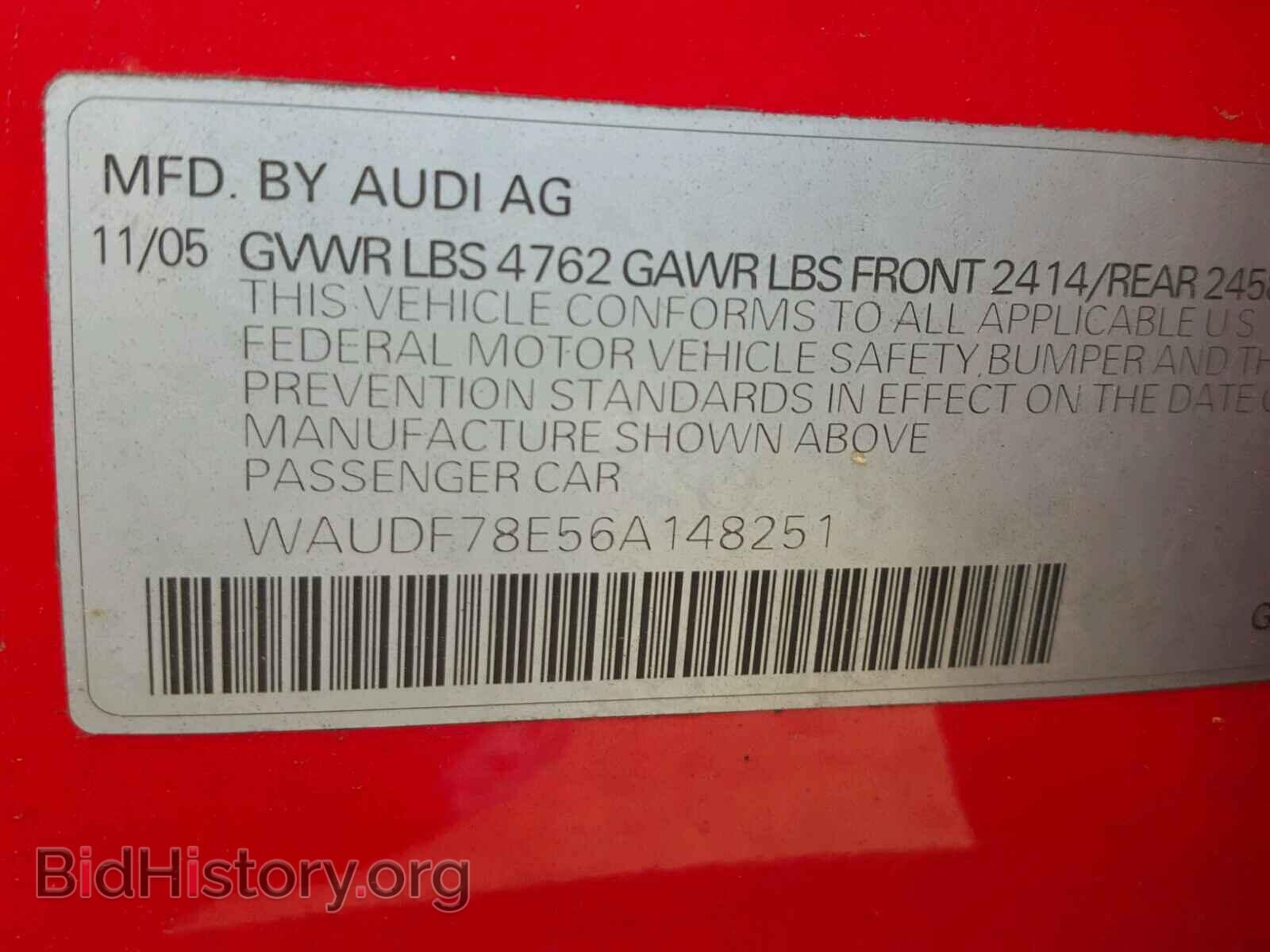 2006 AUDI A4 - VIN: WAUDF78E56A148251 - Photo 10