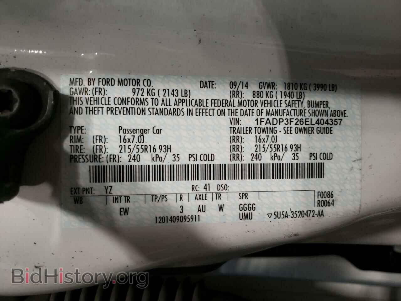 2014 FORD FOCUS - VIN: 1FADP3F26EL404357 - Фото 12