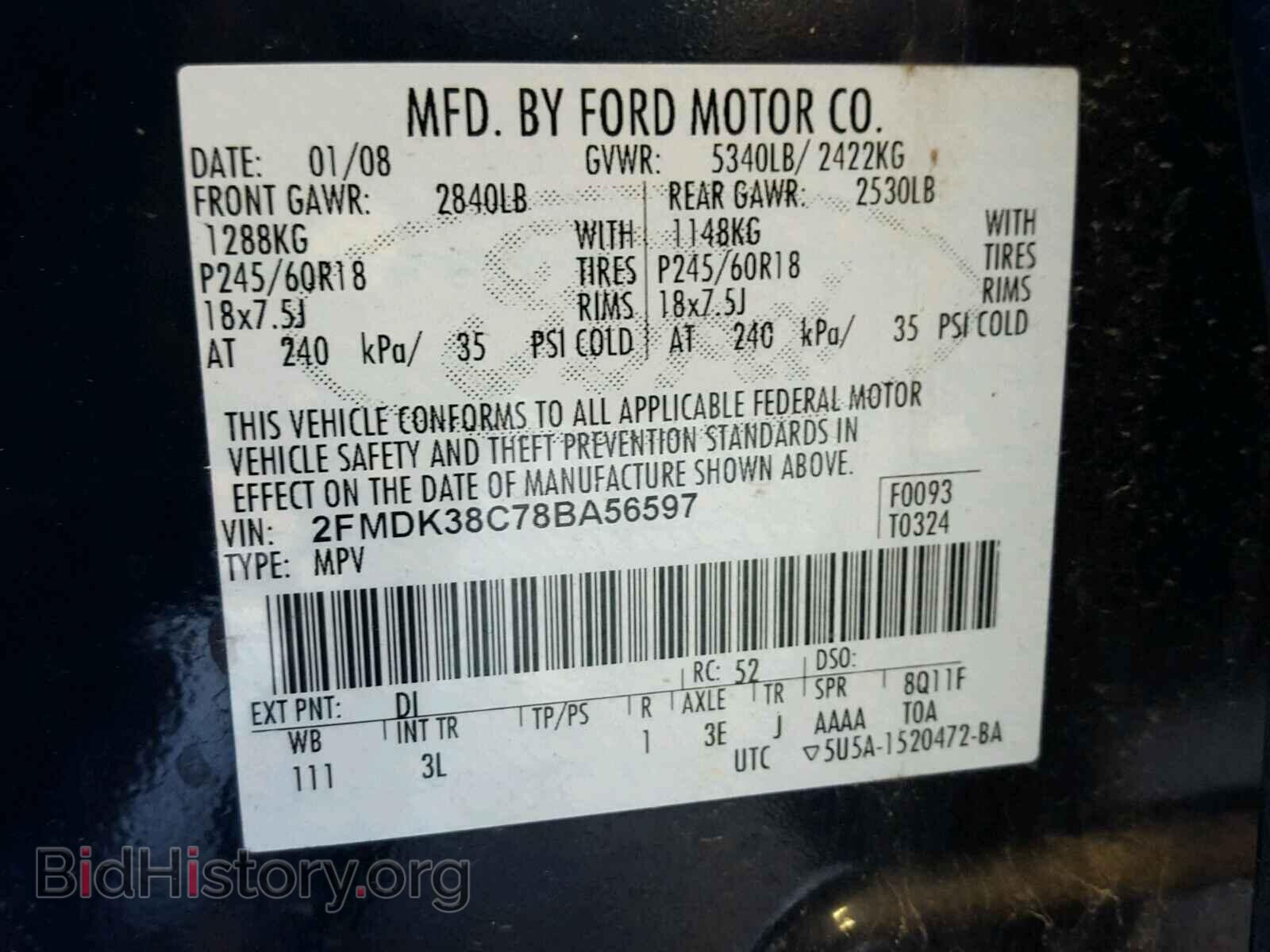2008 FORD EDGE - VIN: 2FMDK38C78BA56597 - Фото 10