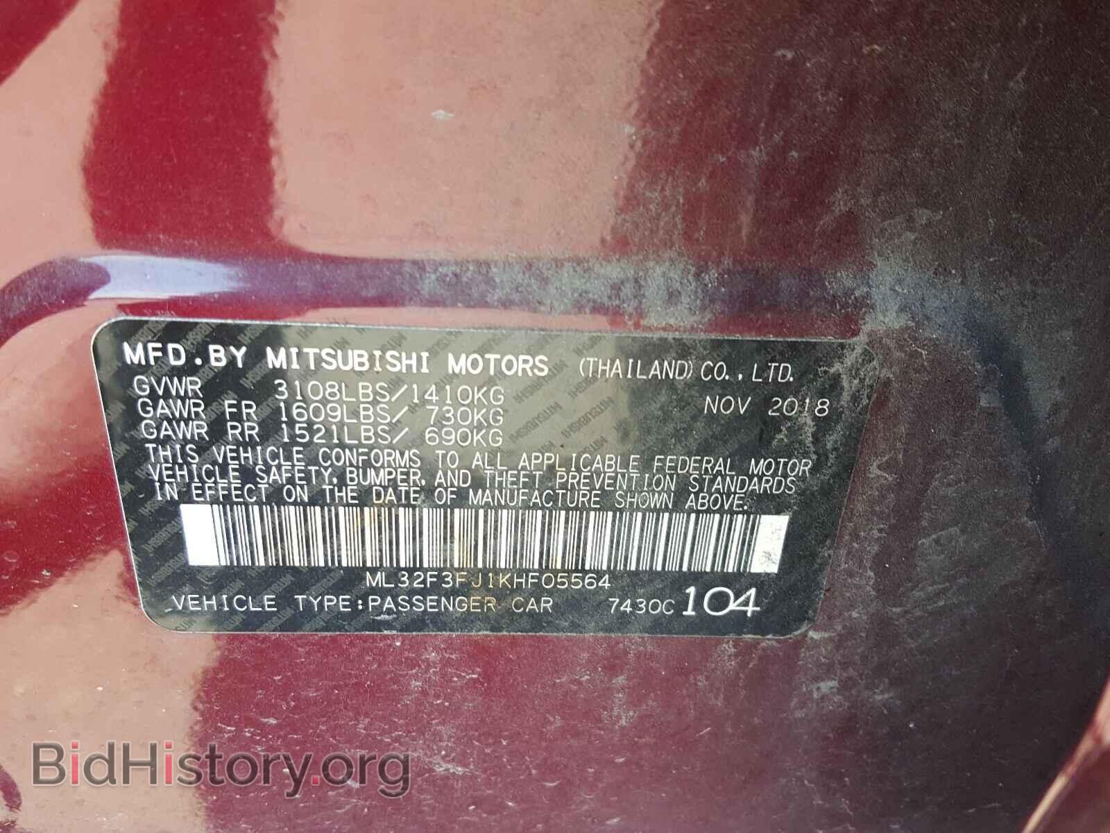 2019 MITSUBISHI MIRAGE - VIN: ML32F3FJ1KHF05564 - Фото 10