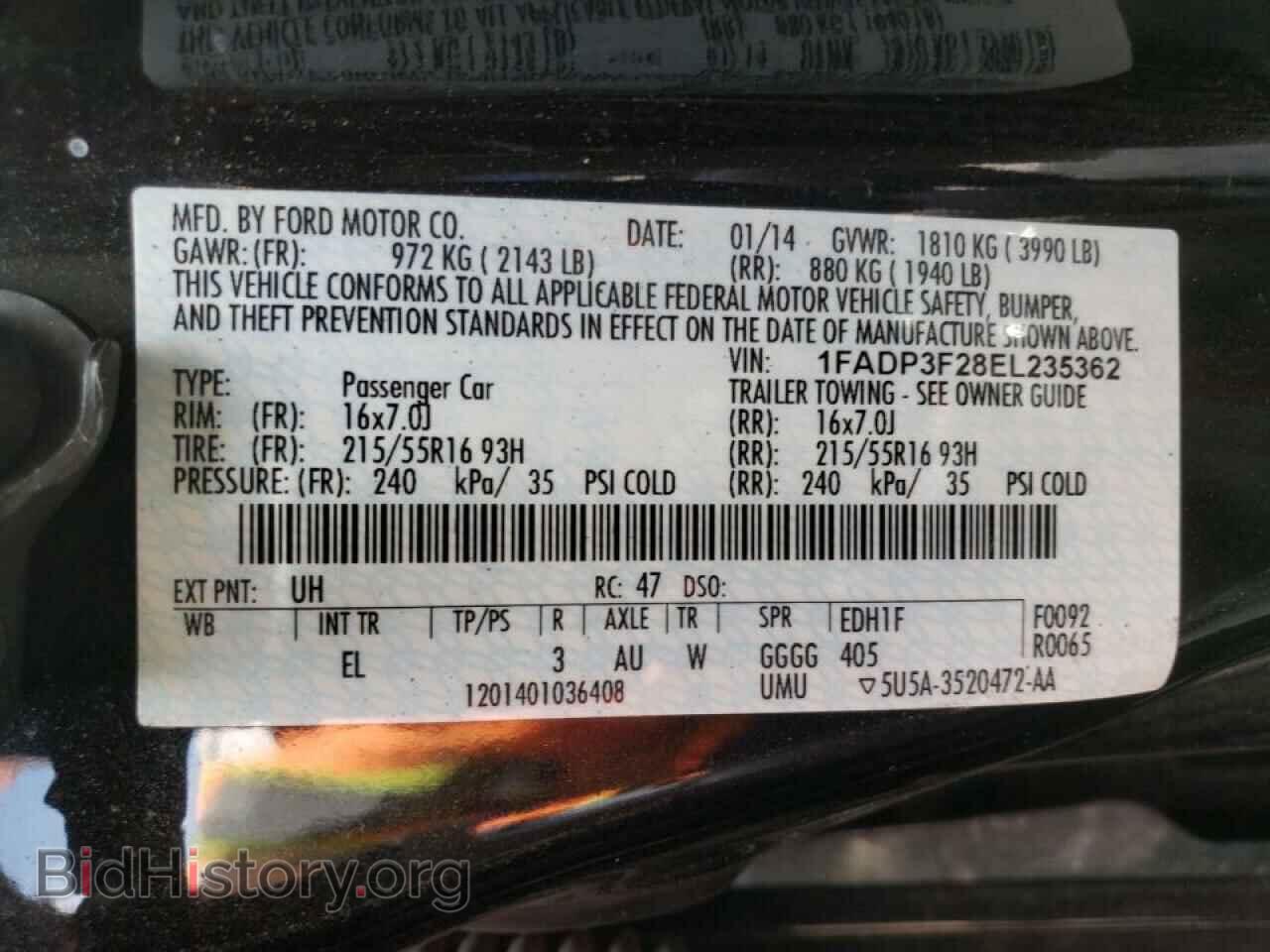 2014 FORD FOCUS - VIN: 1FADP3F28EL235362 - Фото 10