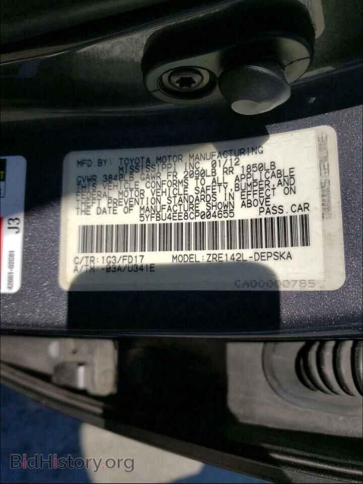 2012 TOYOTA COROLLA - VIN: 5YFBU4EE8CP004655 - Фото 10