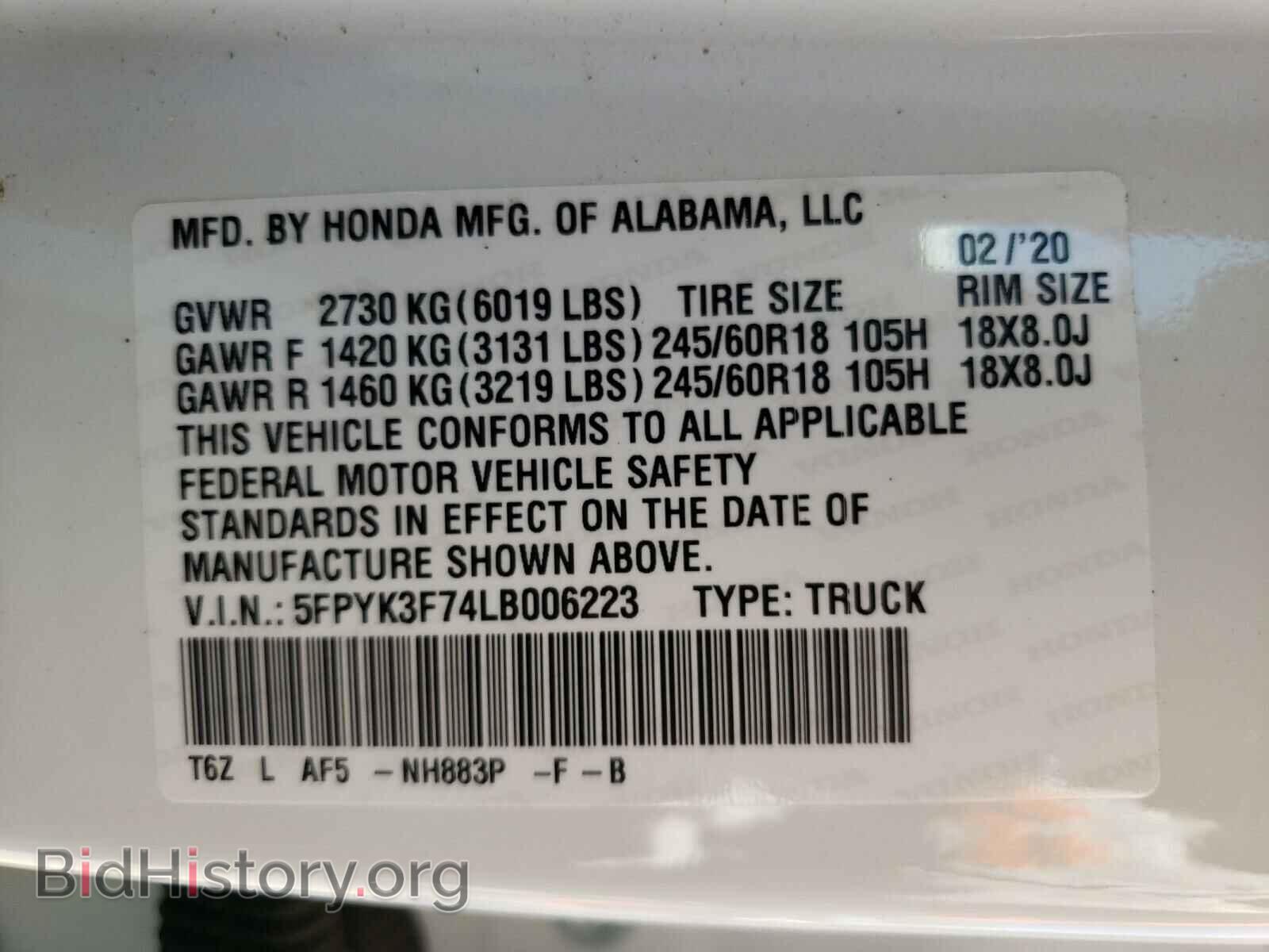 2020 HONDA RIDGELINE - VIN: 5FPYK3F74LB006223 - Фото 10