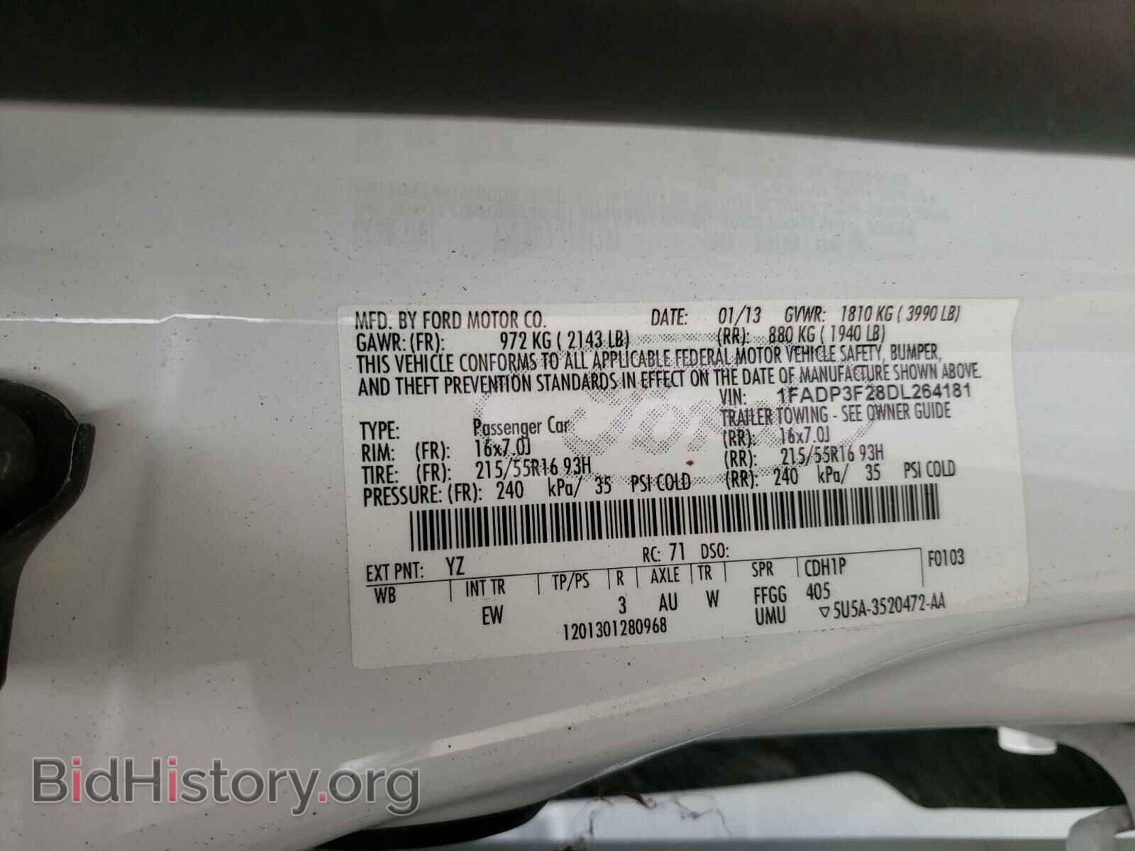 2013 FORD FOCUS - VIN: 1FADP3F28DL264181 - Фото 10