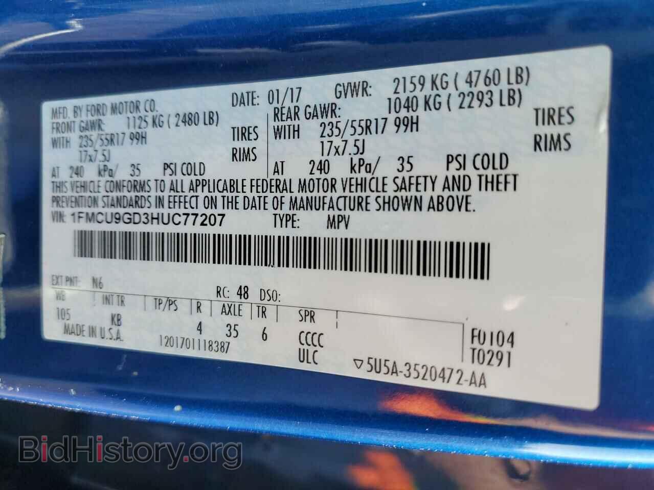 2017 FORD ESCAPE - VIN: 1FMCU9GD3HUC77207 - Photo 13
