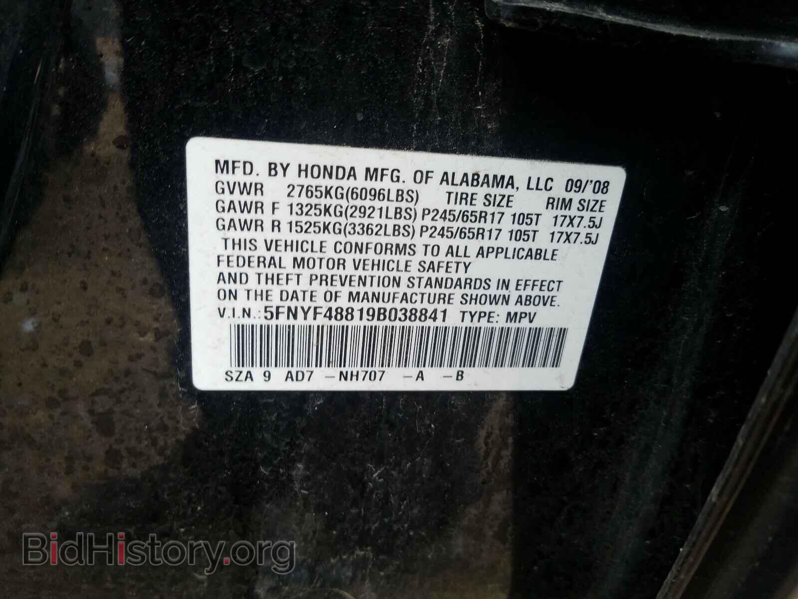 2009 HONDA PILOT - VIN: 5FNYF48819B038841 - Фото 10