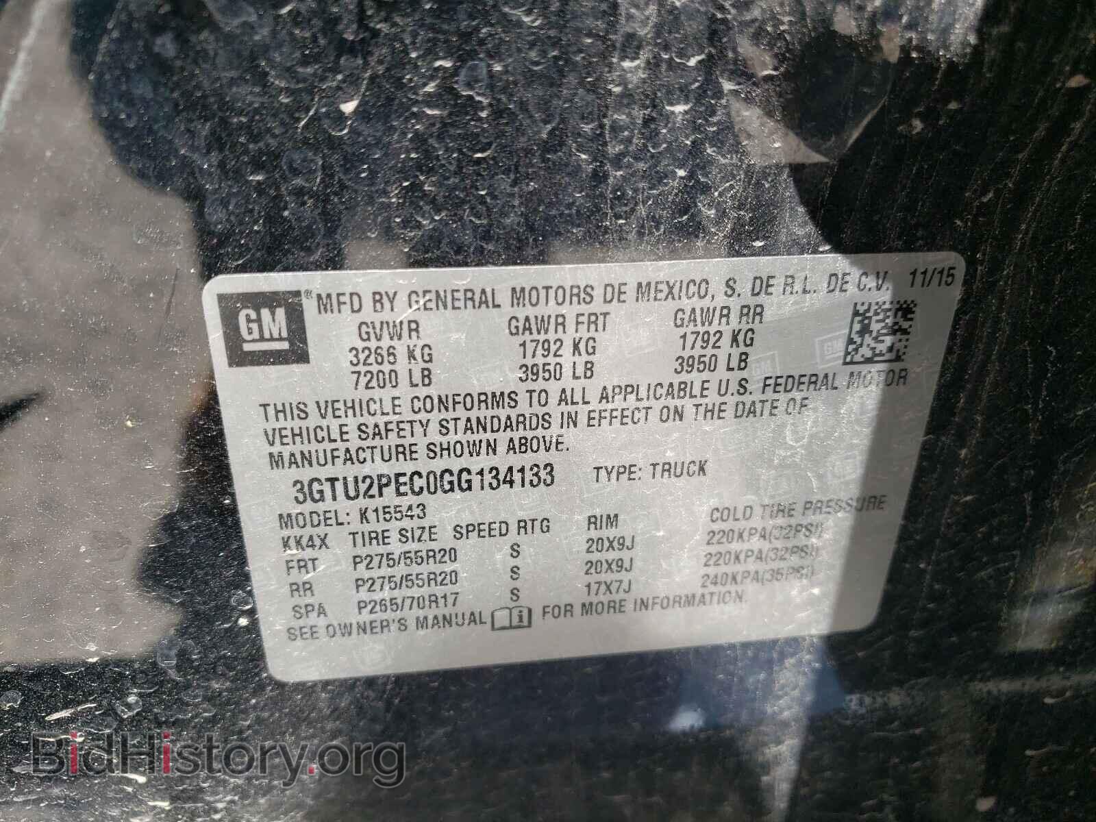 2016 GMC SIERRA - VIN: 3GTU2PEC0GG134133 - Фото 10