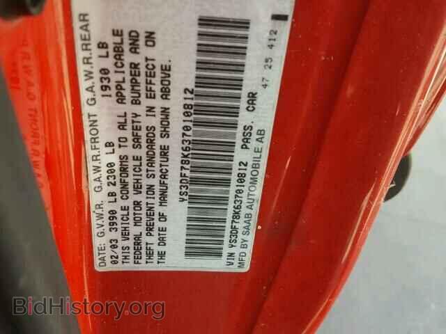 2003 SAAB 9 3 - VIN: YS3DF78K637010812 - Фото 10