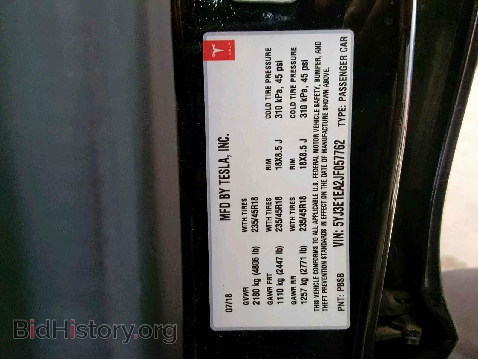2018 TESLA MODEL 3 - VIN: 5YJ3E1EA2JF057762 - Photo 10