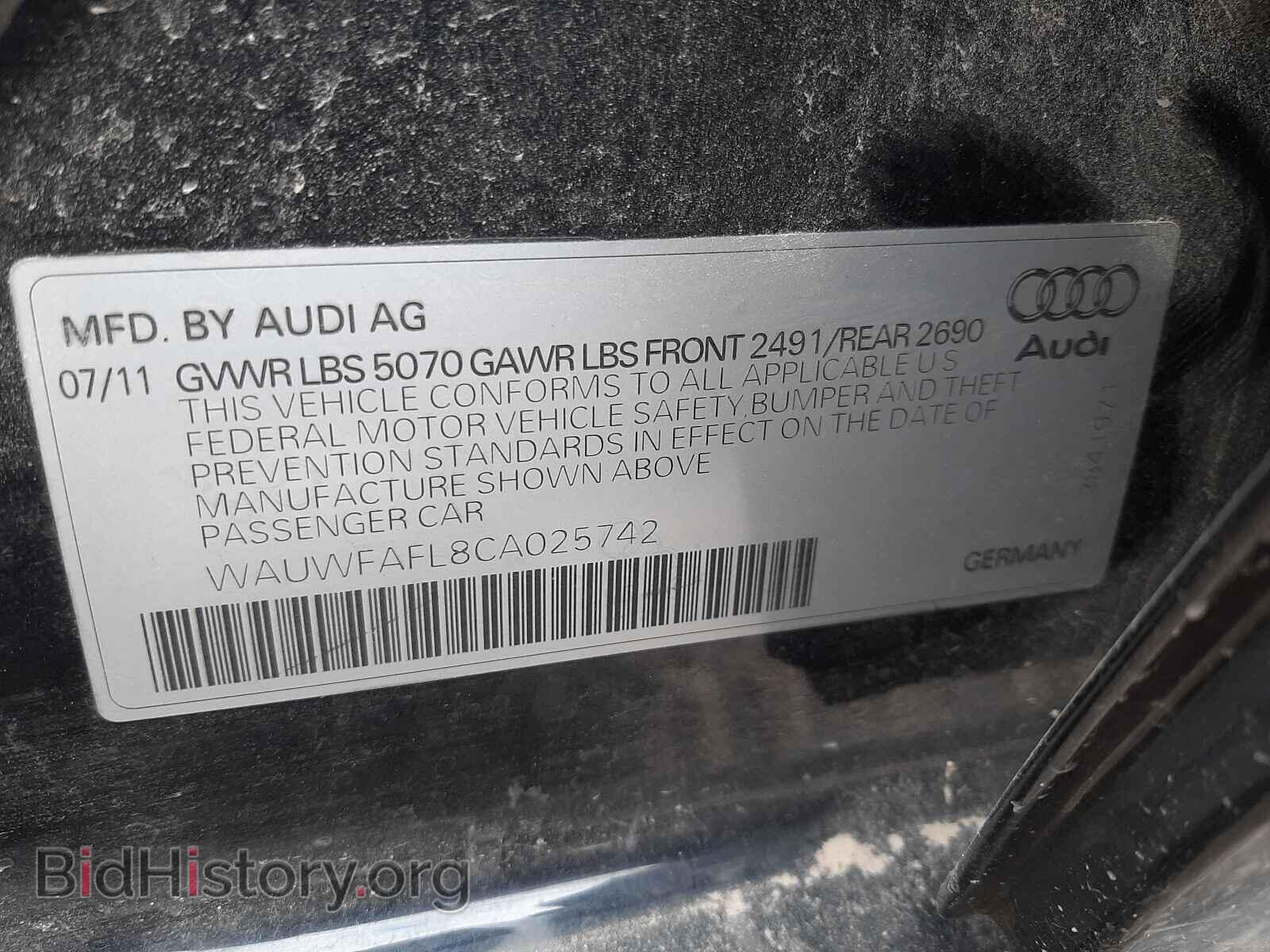 2012 AUDI A4 - VIN: WAUWFAFL8CA025742 - Фото 10
