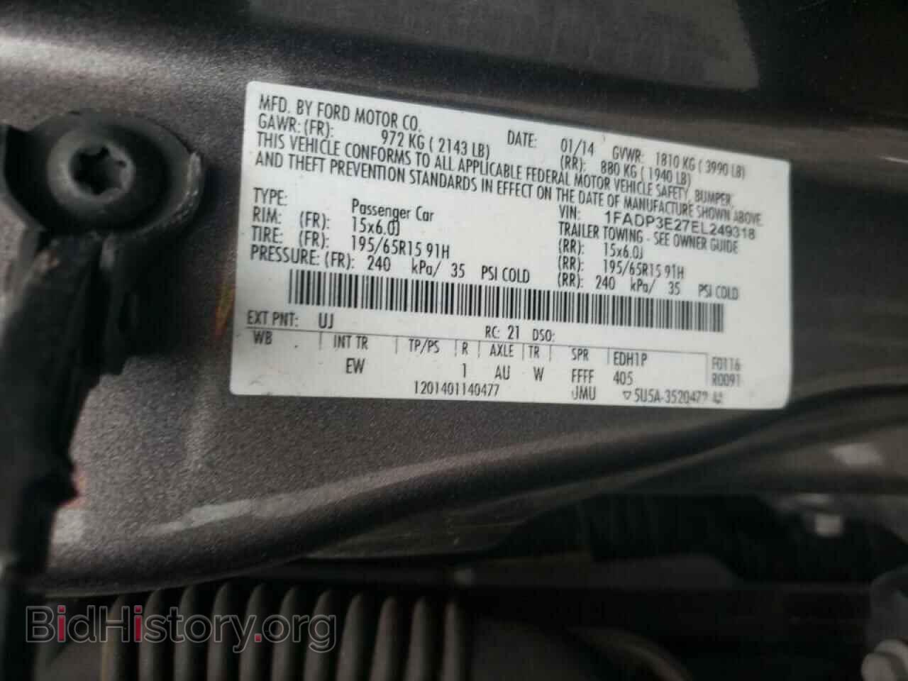2014 FORD FOCUS - VIN: 1FADP3E27EL249318 - Фото 10