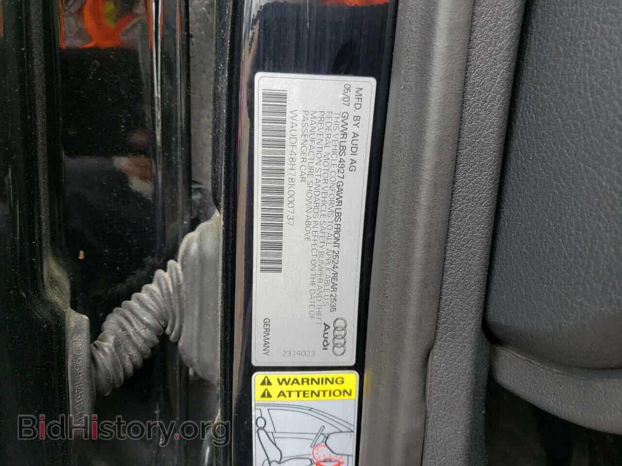 2008 AUDI A4 - VIN: WAUDF48H78K000737 - Фото 10